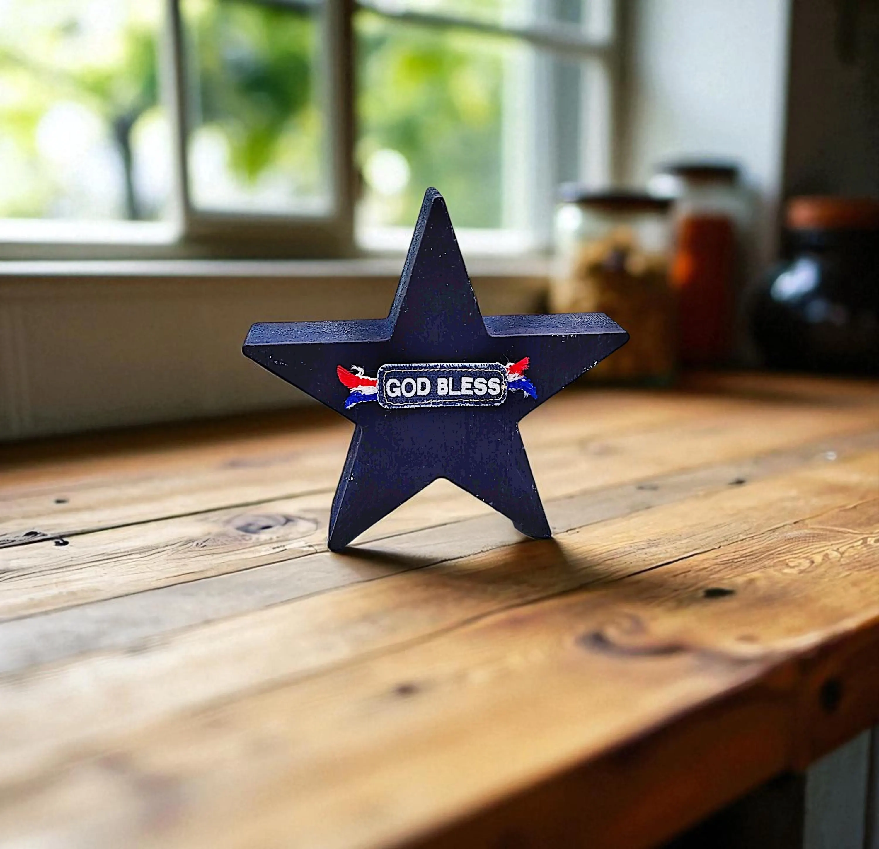 Patriotic Wooden Star Shelf Sitter