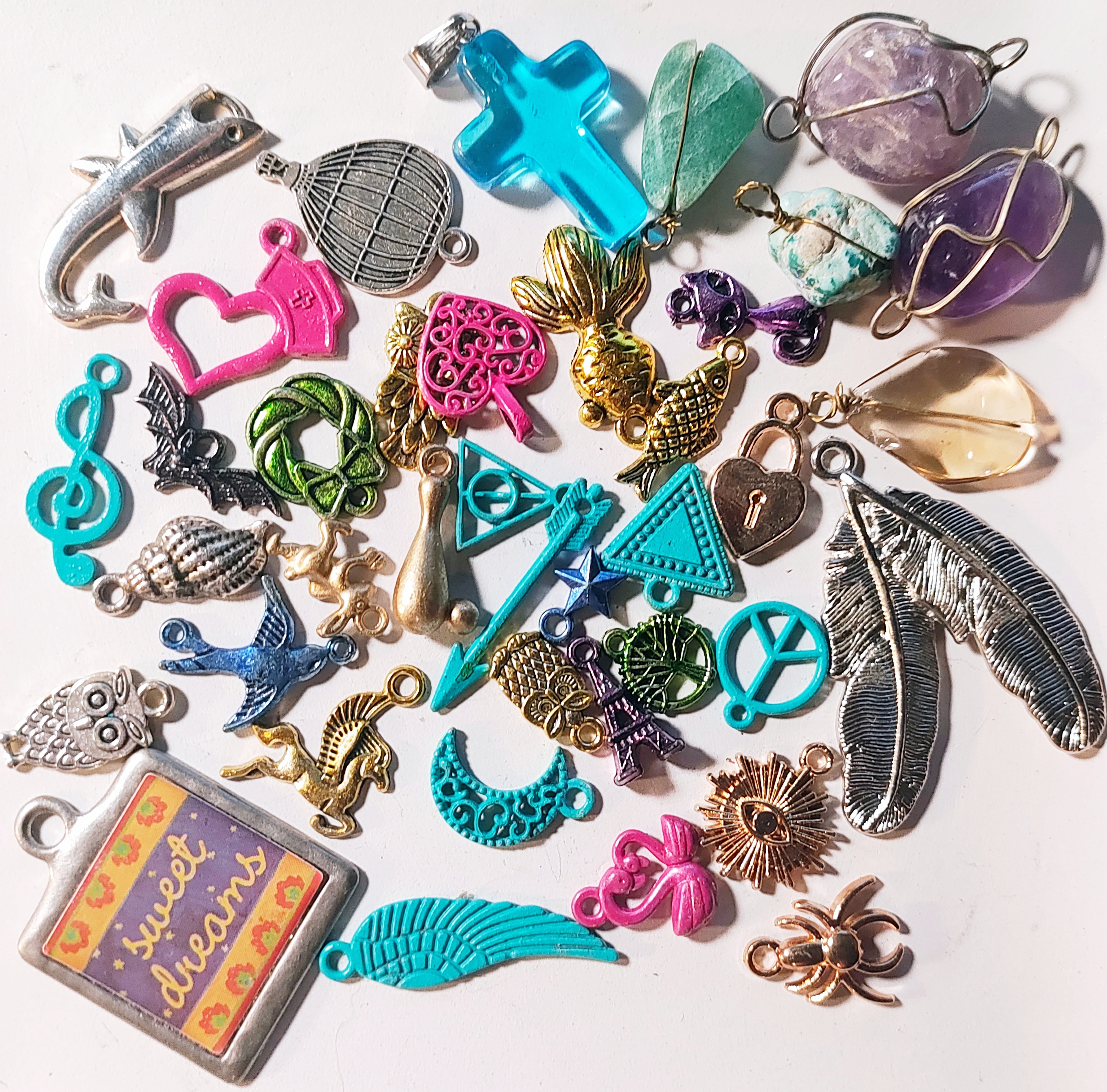 Jewelry Making Grab bag - Mixed Beads, Colorful Charms, Jewelry Making Findings Lot