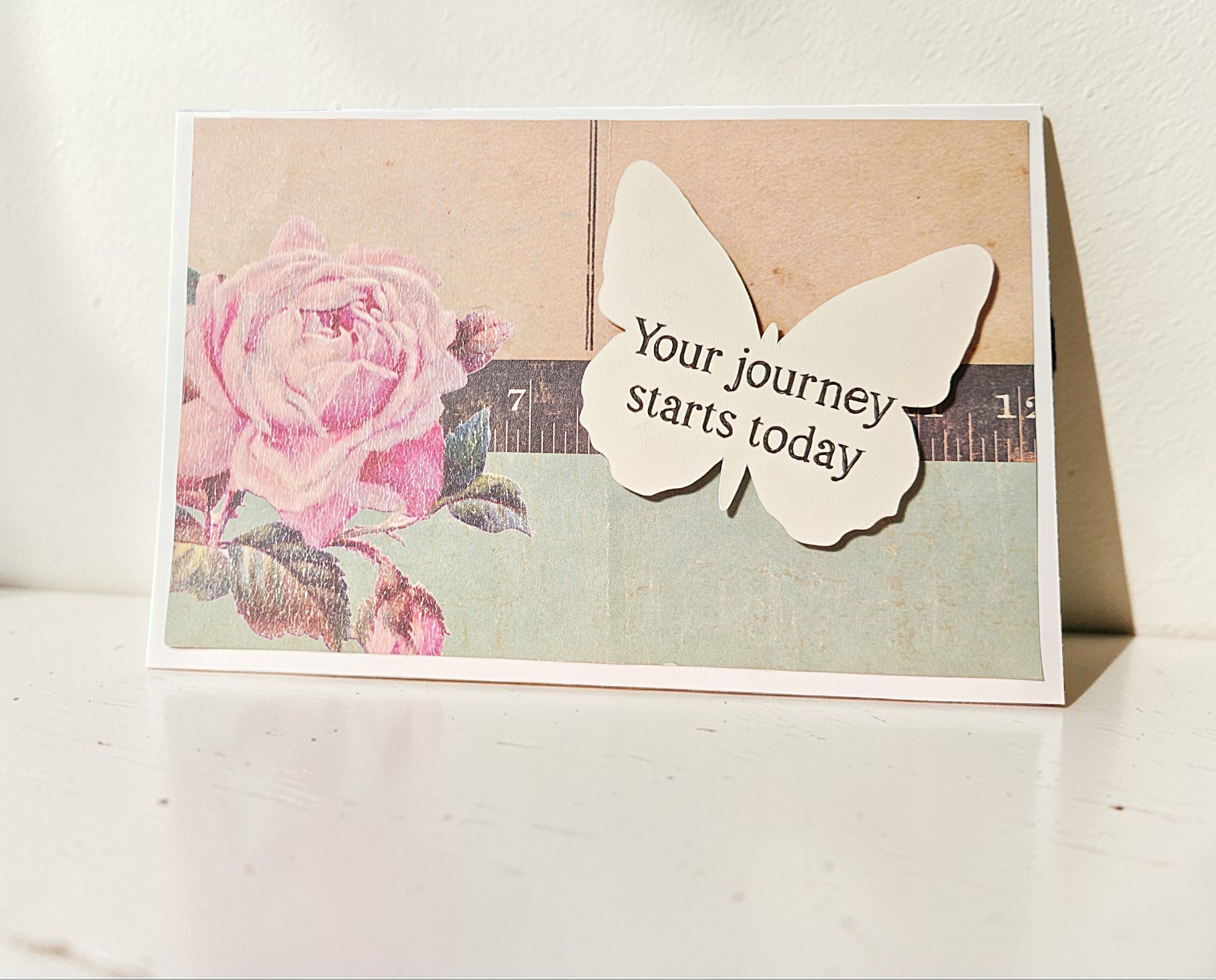 Inspirational Journey Starts Today Quote Handmade Greeting Card
