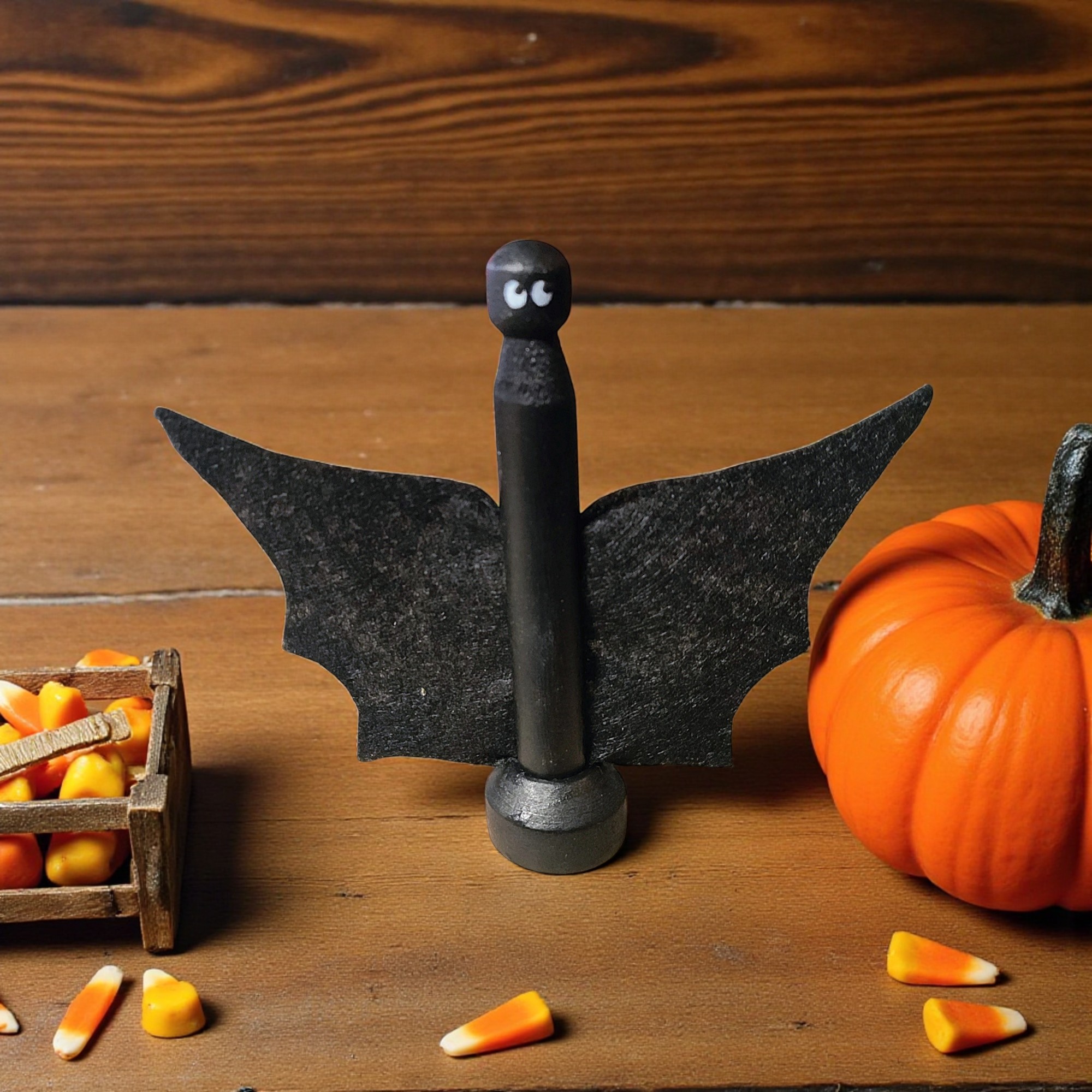 Cute Wooden Clothespin Bat Figurine
