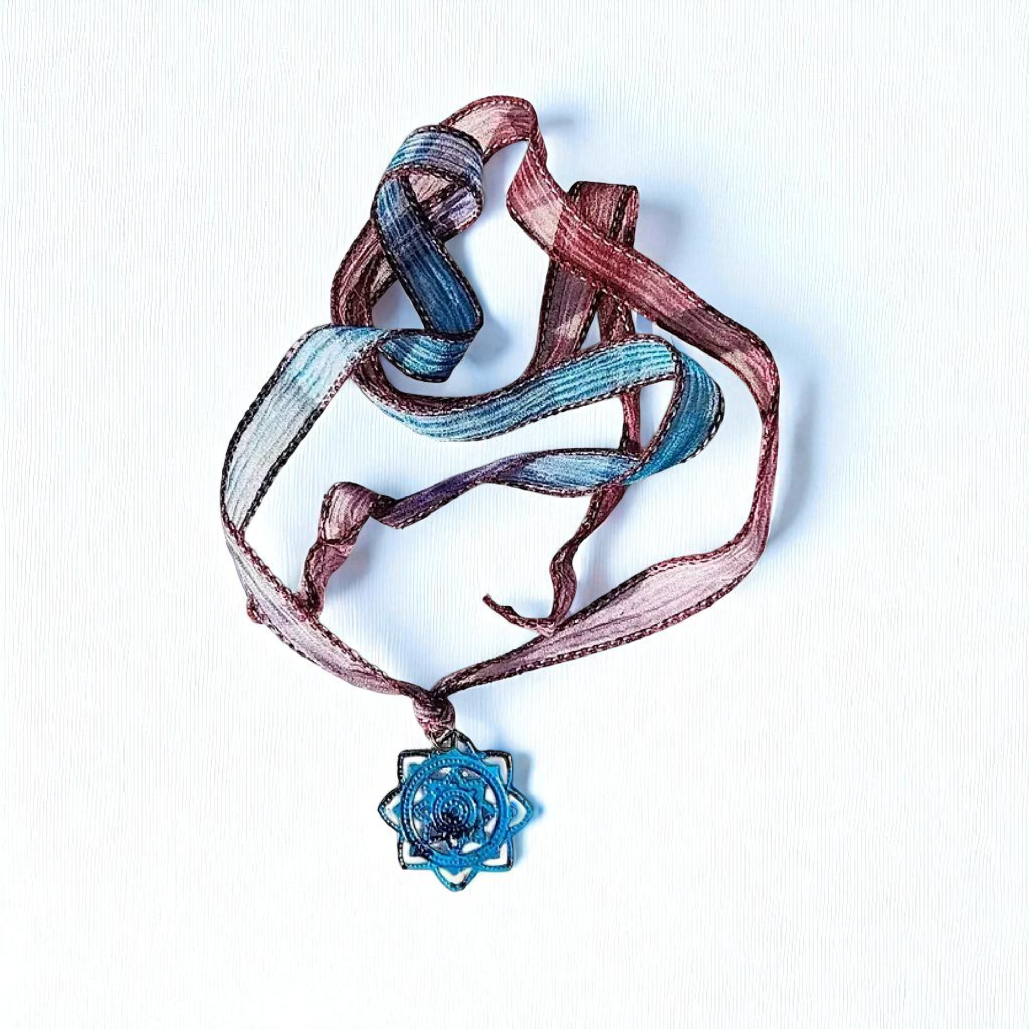 Unique Purple & Blue Bohemian Multi Layered Silk Wrap Ribbon Bracelet 