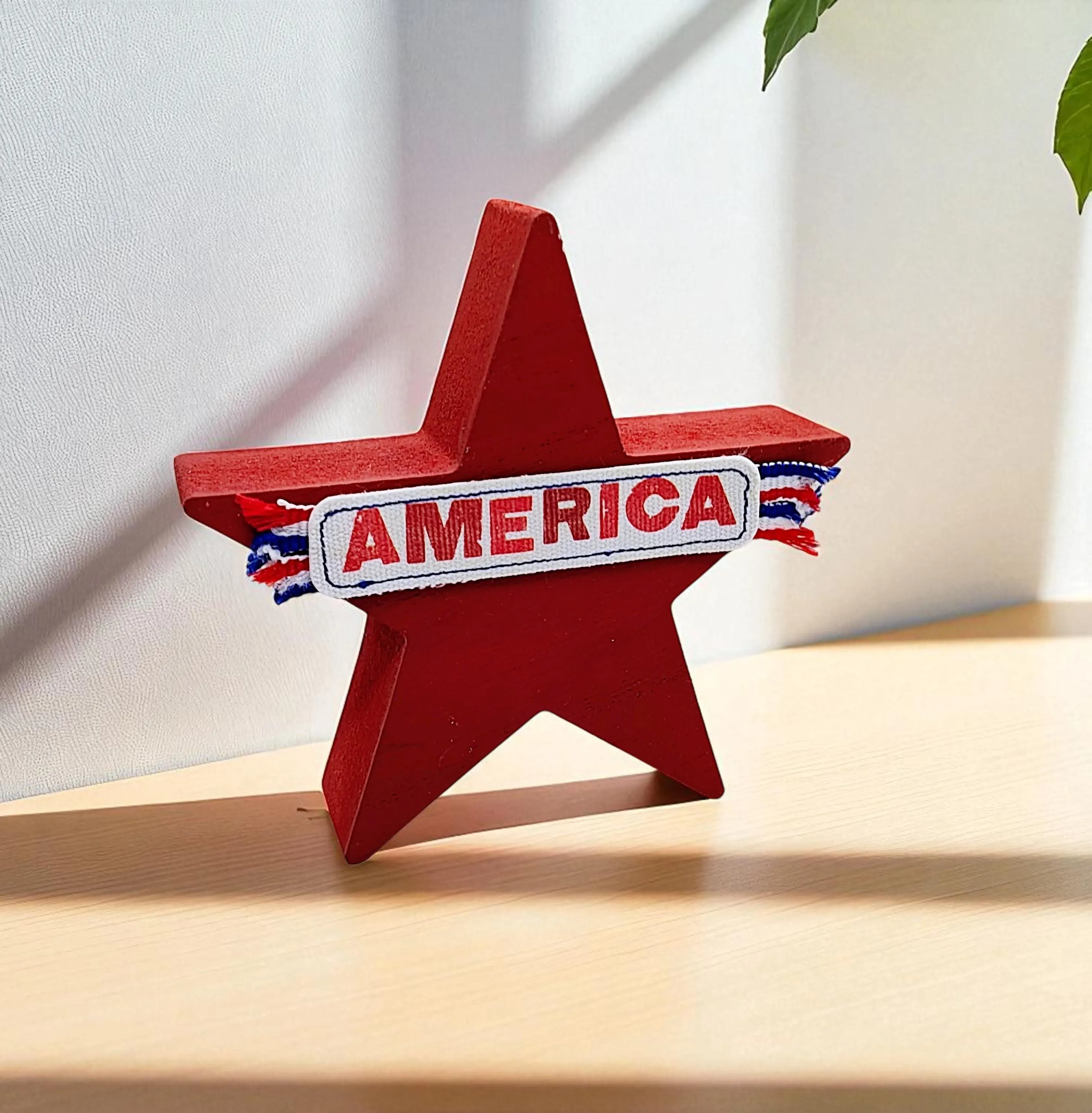 Patriotic Wooden Star Shelf Sitter