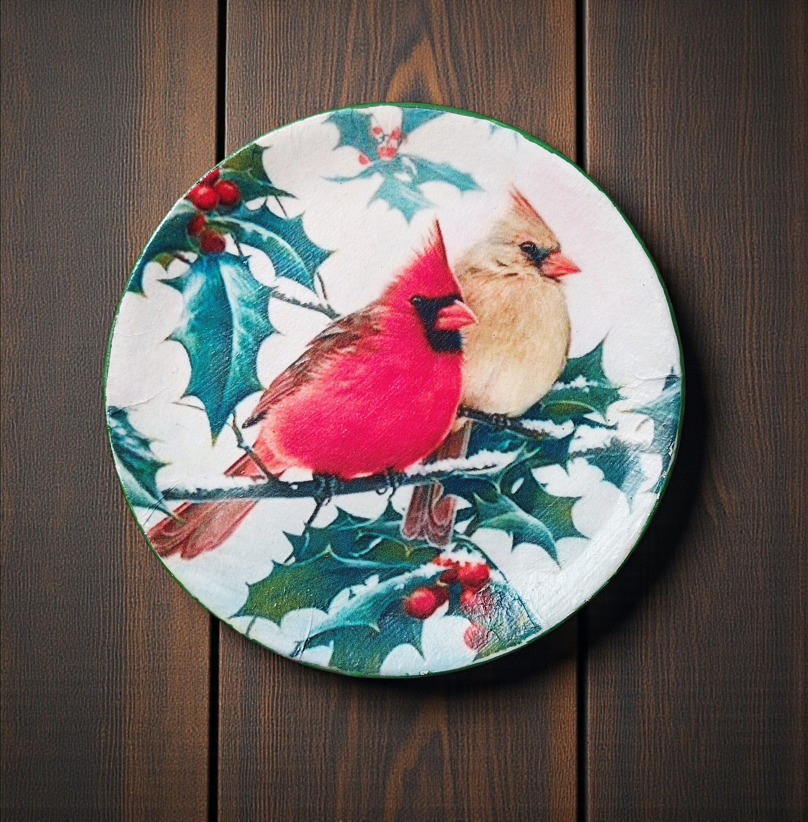 Whimsical Holiday Cardinal Trinket Ring Dish