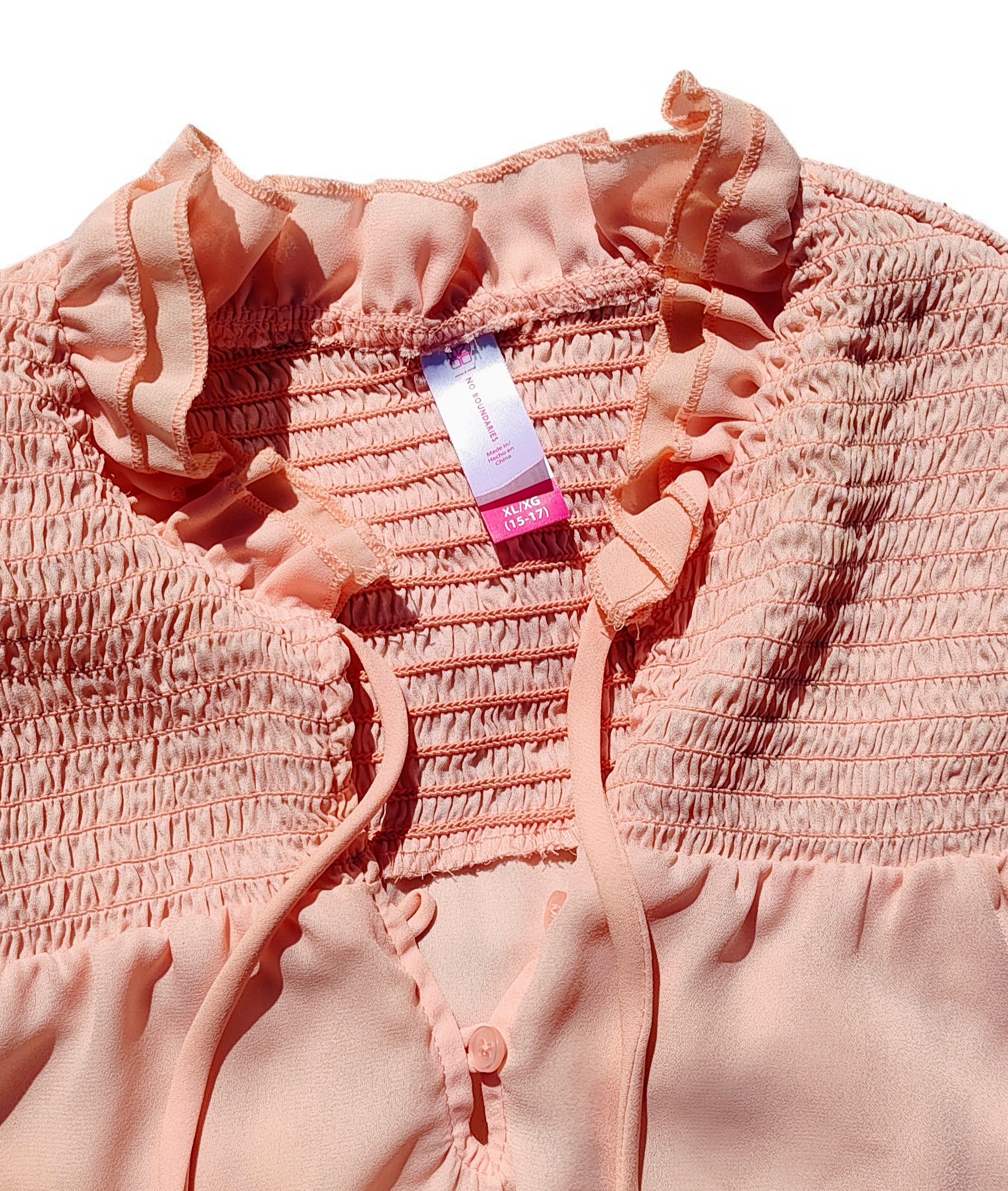No Boundaries Light Pink Ruffle Tie Neck Sleeveless Tank Top