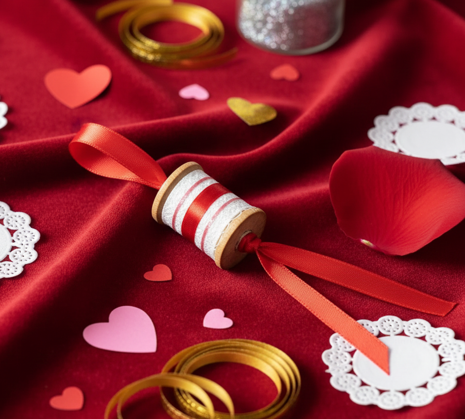 Wooden Decorative Pink & Red Spool Ornament 