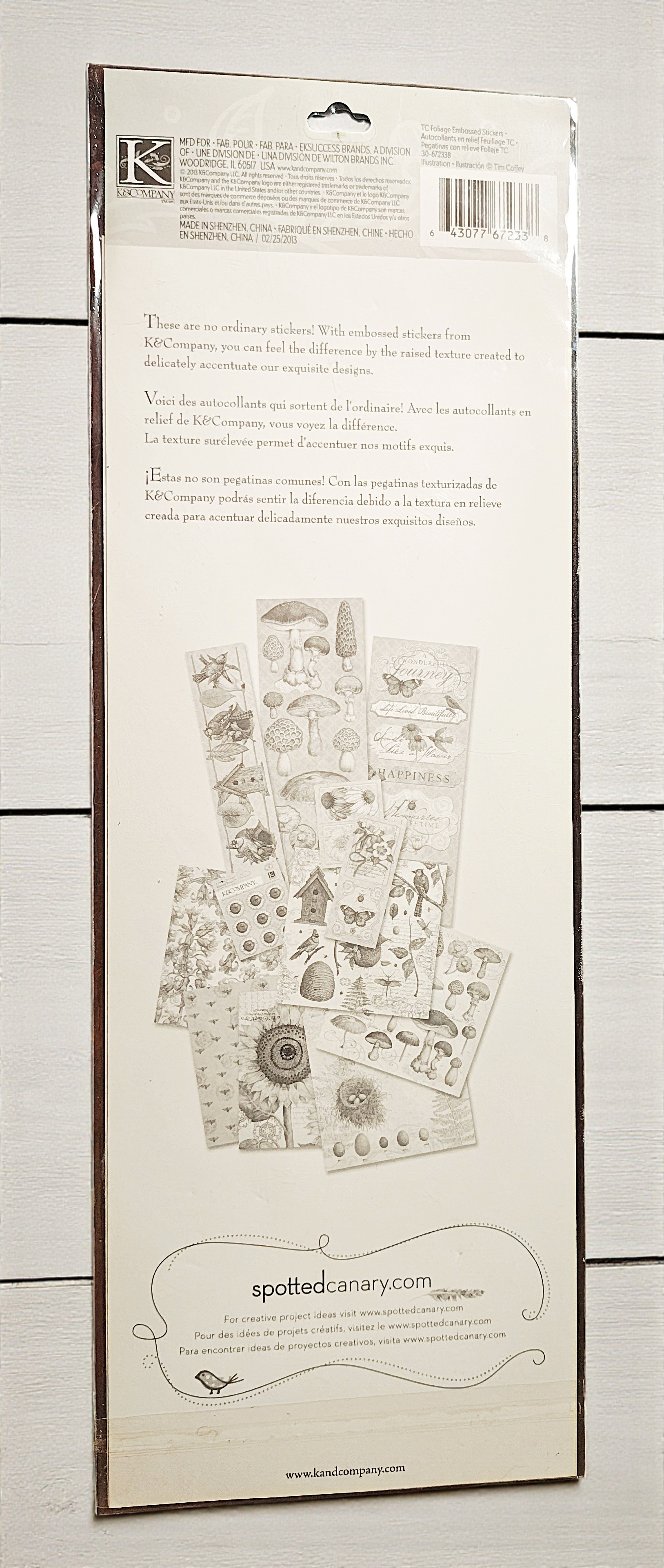 K&Company Tim Coffey Embossed Phrase Stickers – “A Wonderful Journey” Collection, 8 Pieces