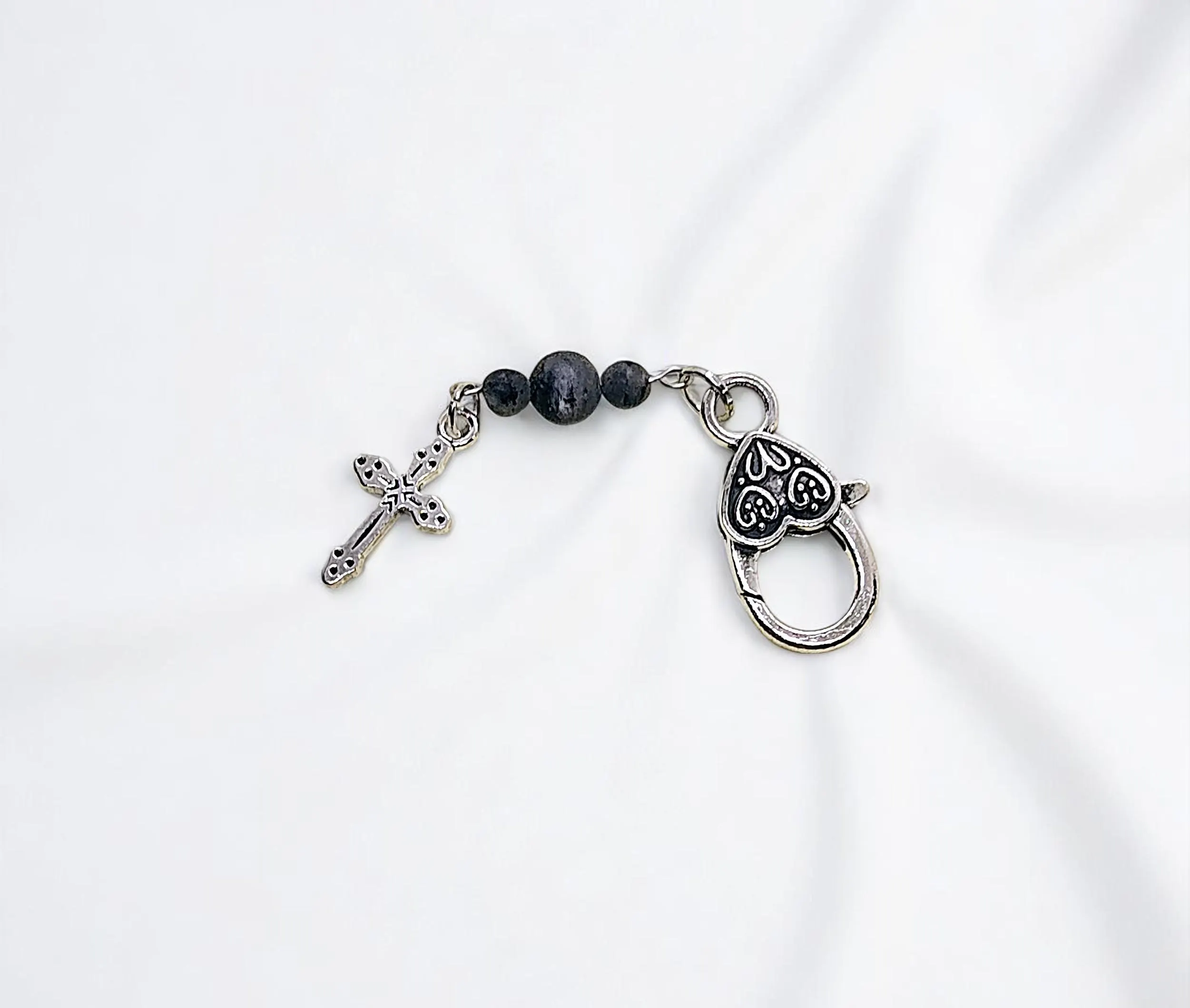 Christian Cross and Labradorite Gemstone Pet Collar Charm Tag