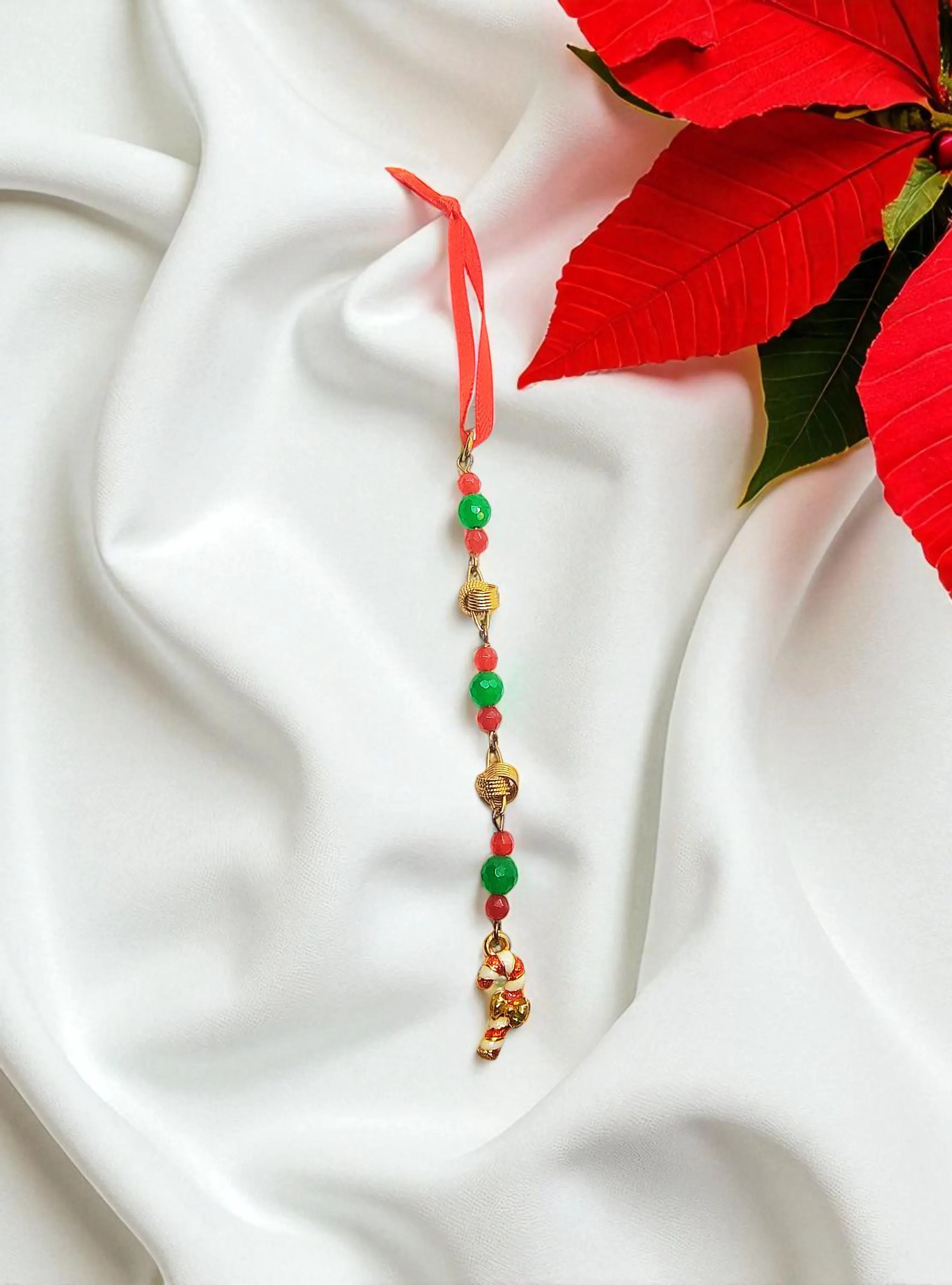 Candy Cane Holiday Gemstone Icicle Ornament 