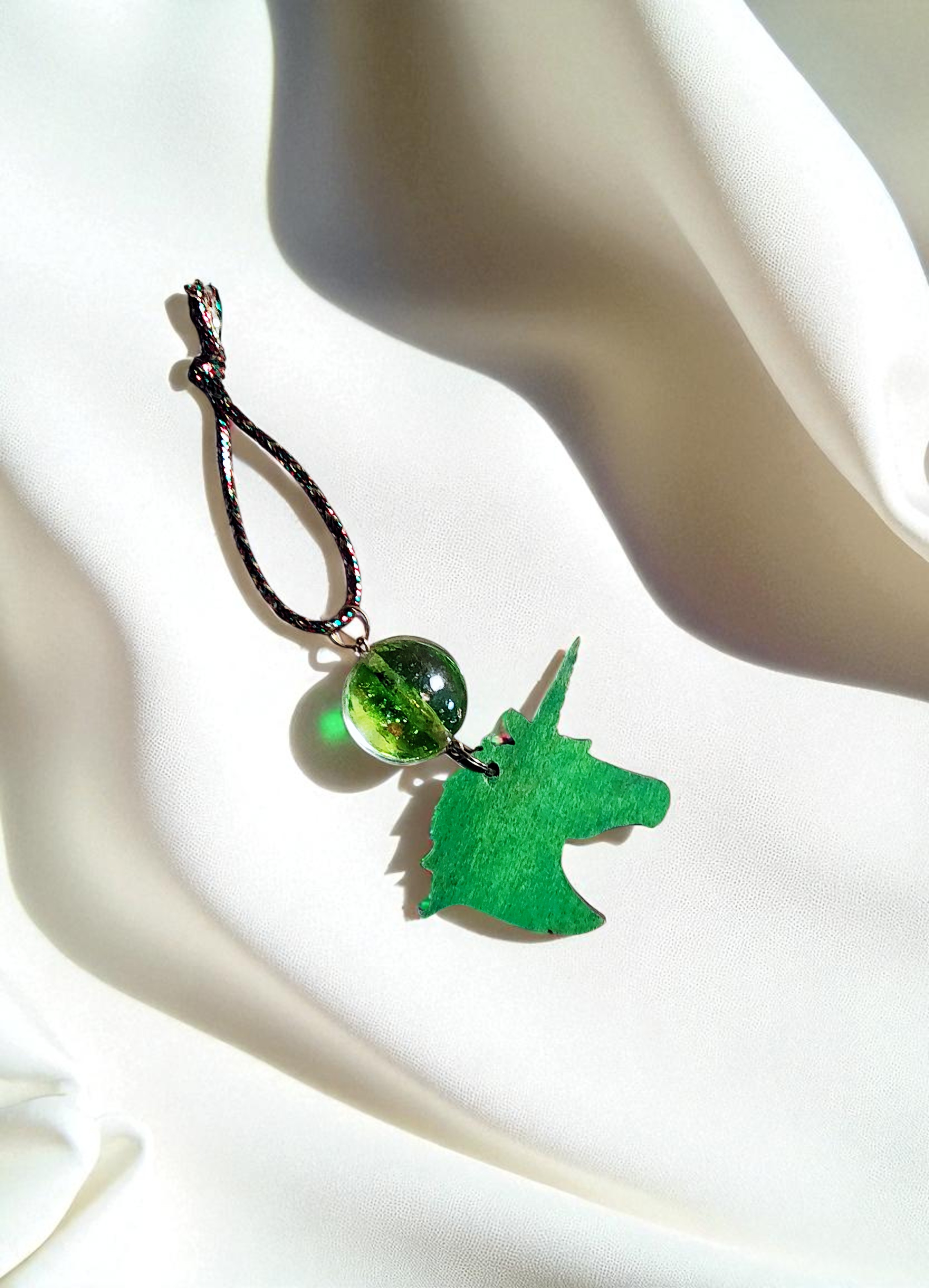 Handcrafted Wooden Magical Unicorn Beaded Christmas Ornament