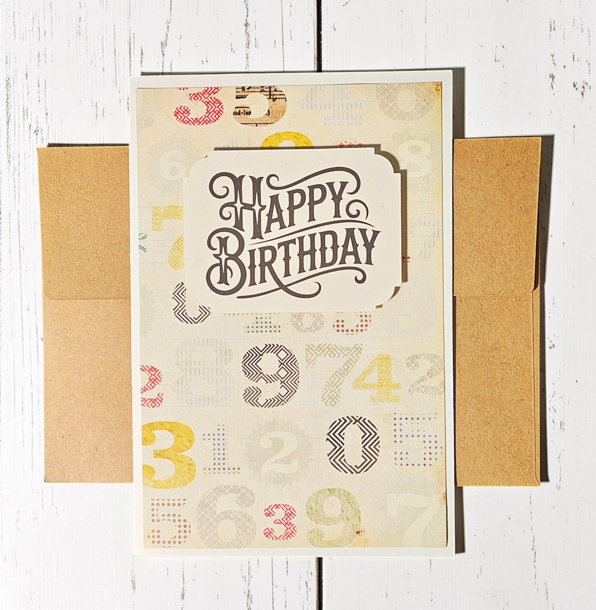Retro Vintage Style Happy Birthday Handmade Greeting Card