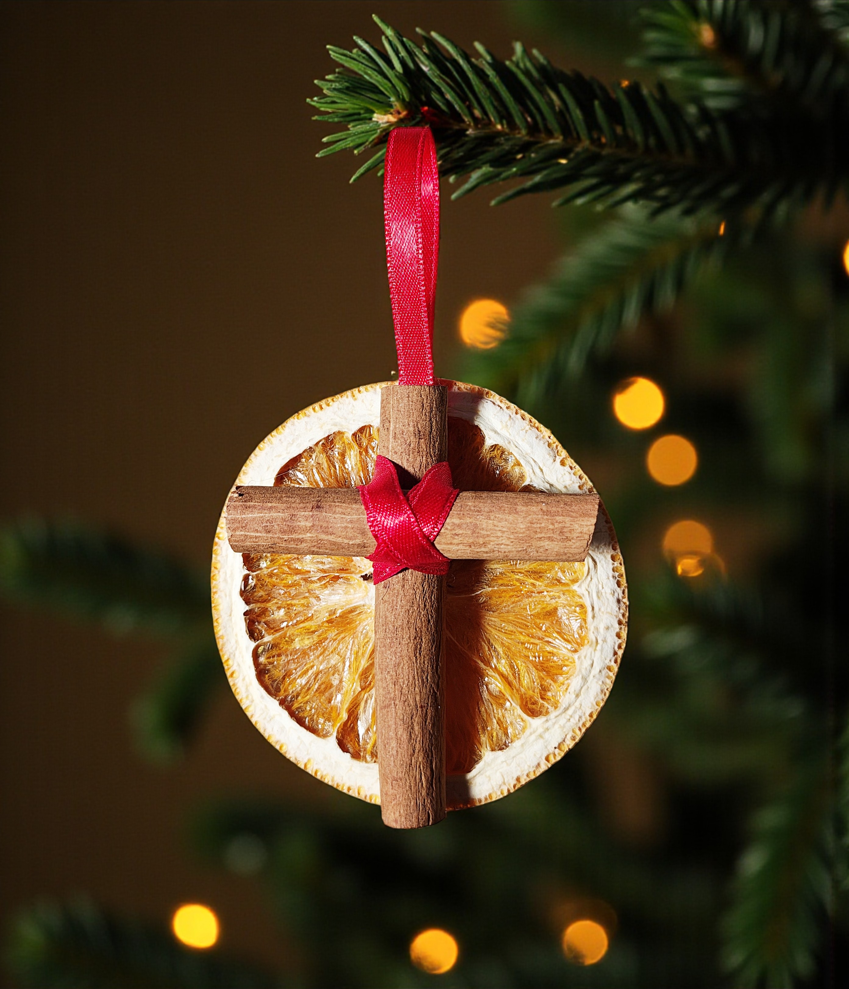 Natural Orange & Cinnamon Cross Christmas Tree Ornament