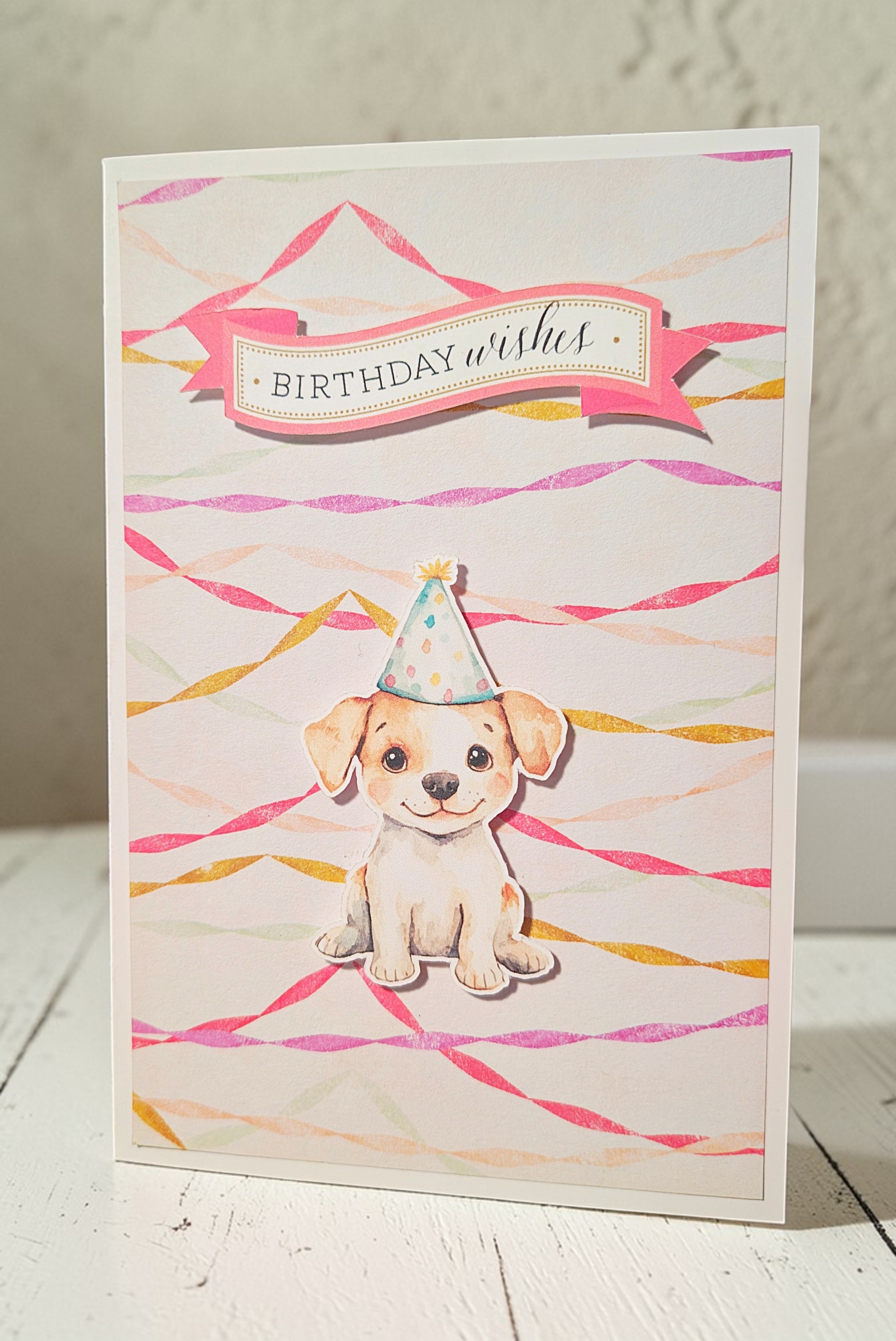 Cute Puppy Birthday Wishes Handmade Greeting Card