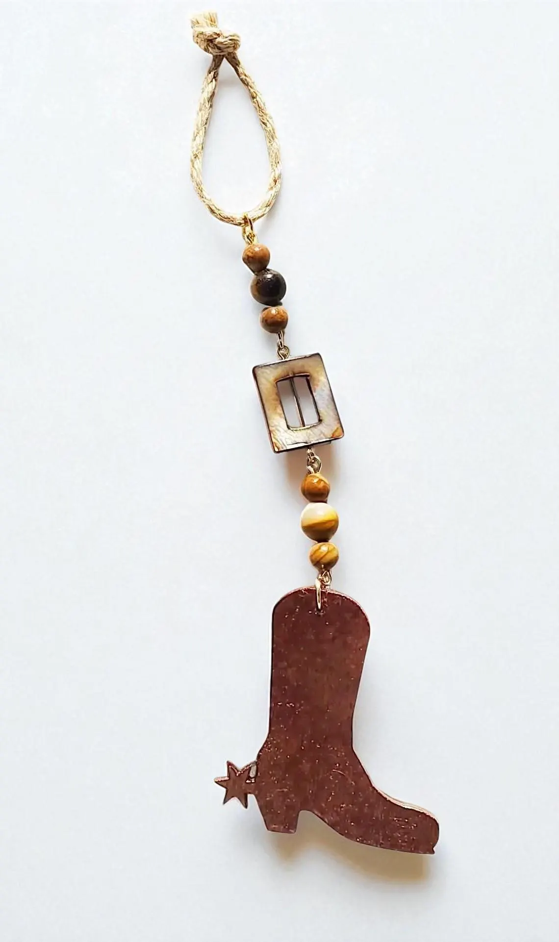 Handcrafted Cowboy Boot Gemstone Beaded Accent Ornament 