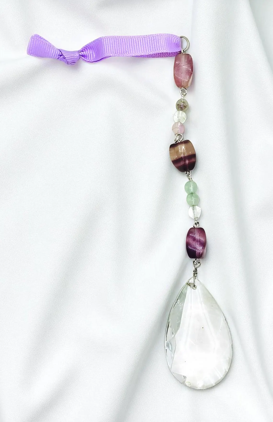 Upcycled Crystal and Fluorite Gemstone Sun Catcher 