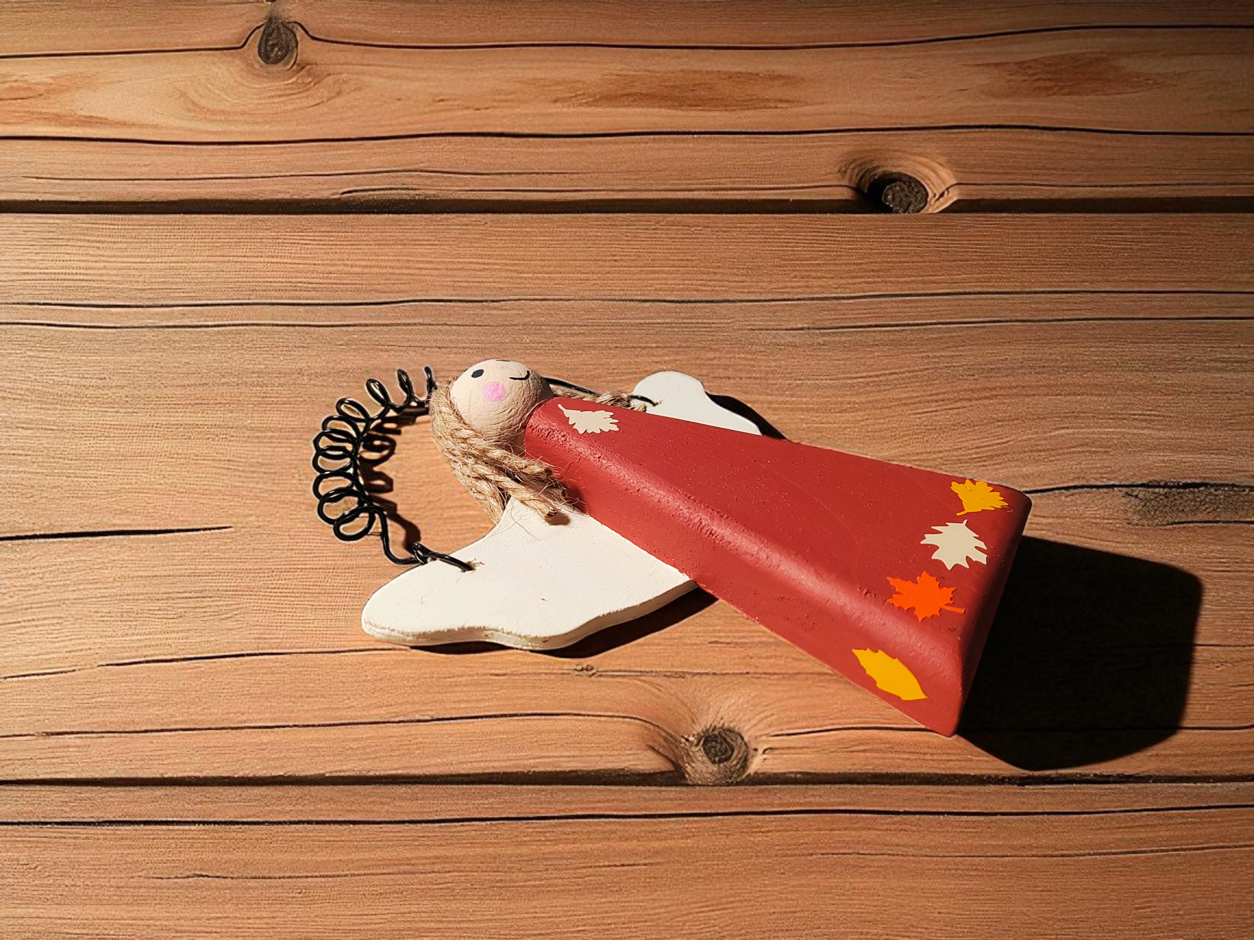 Fall Wooden Angel Ornament