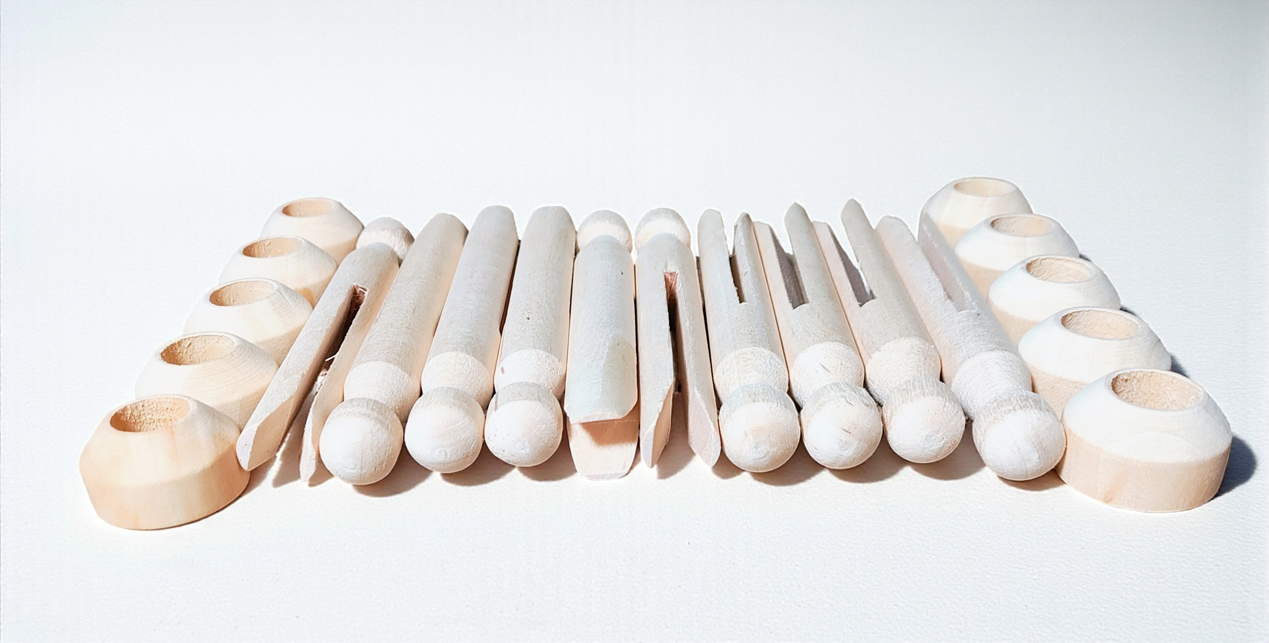 10 Vintage Style Wooden Round Clothespins WITH Stands 4.25 inch