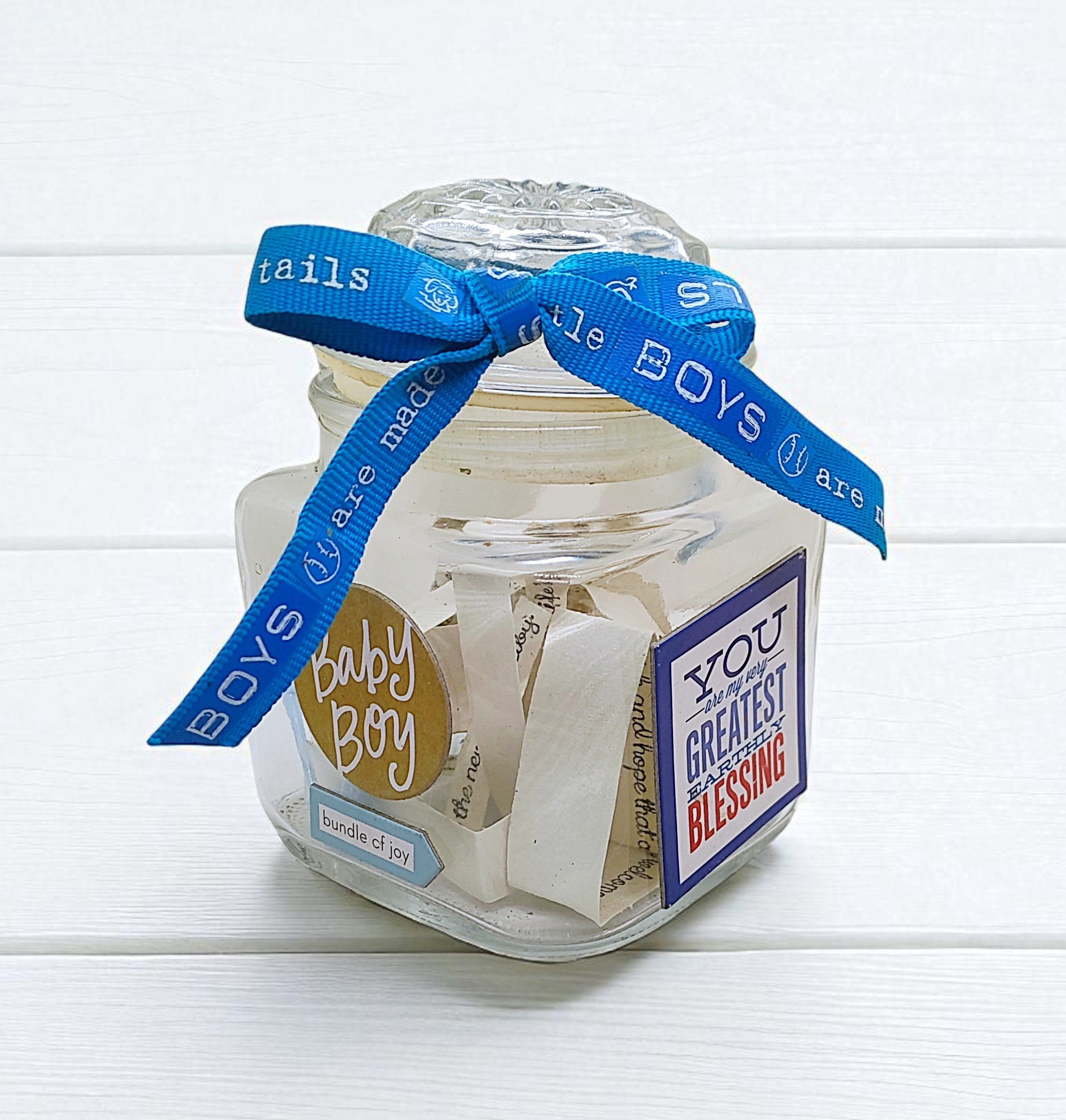 Glass Baby Boy Blessings Jar