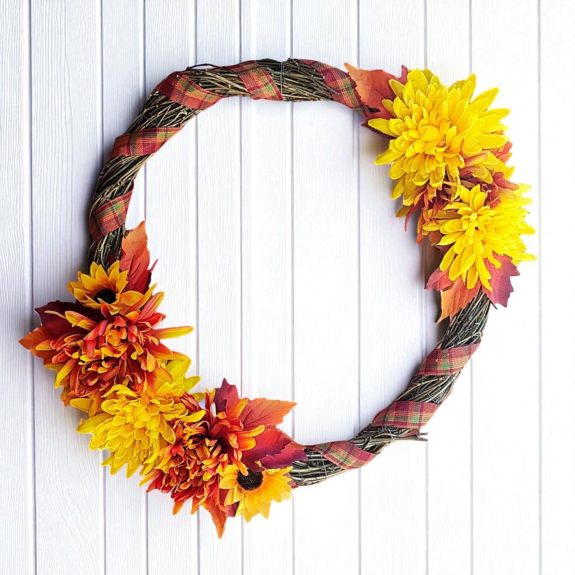 Large Autumn Floral Grapevine Front Door Wreath