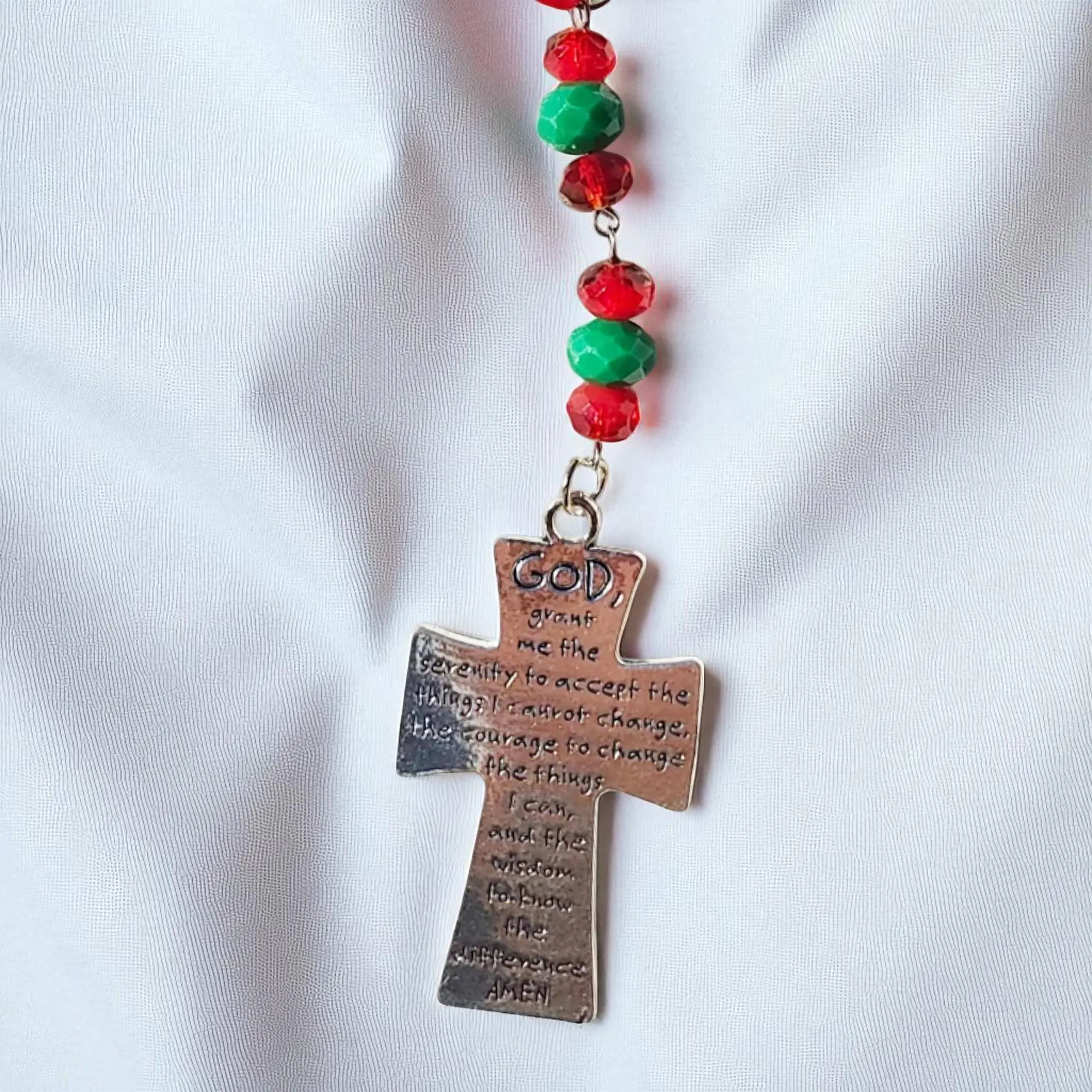 Serenity Prayer Cross Holiday Icicle Ornament 
