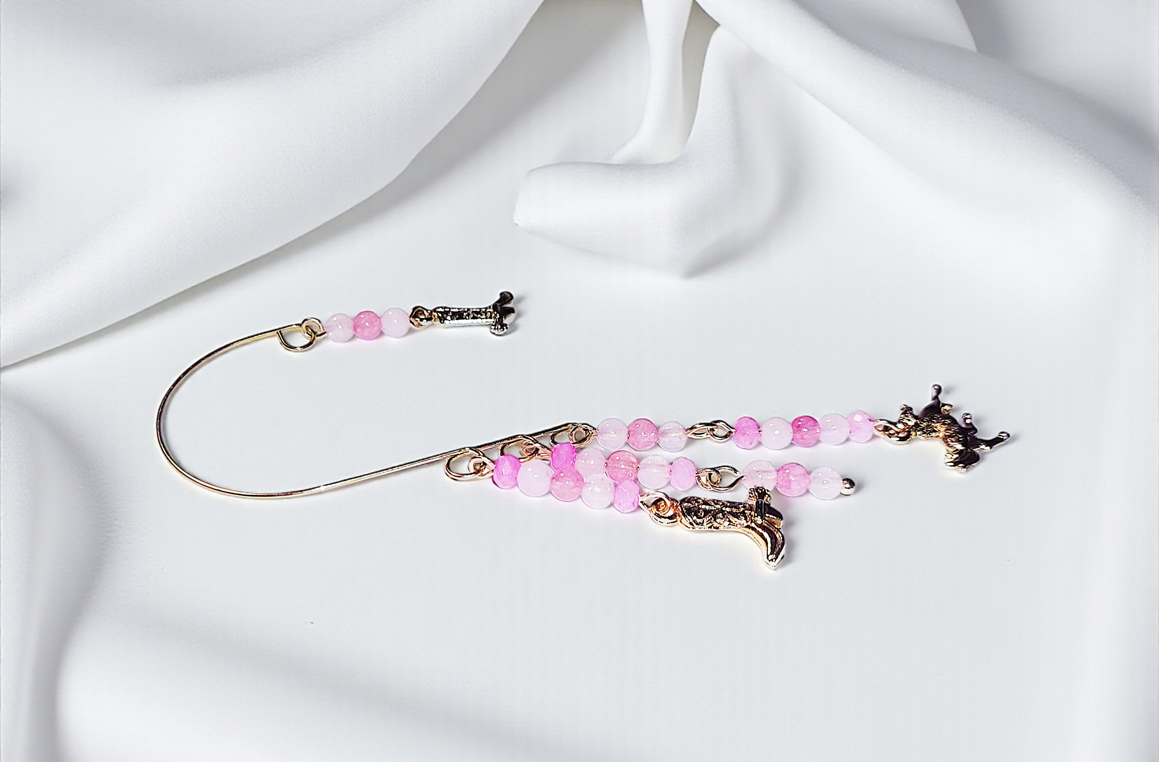 Gold Cowgirl Themed & Pink Gemstone Ear Cuff Wrap