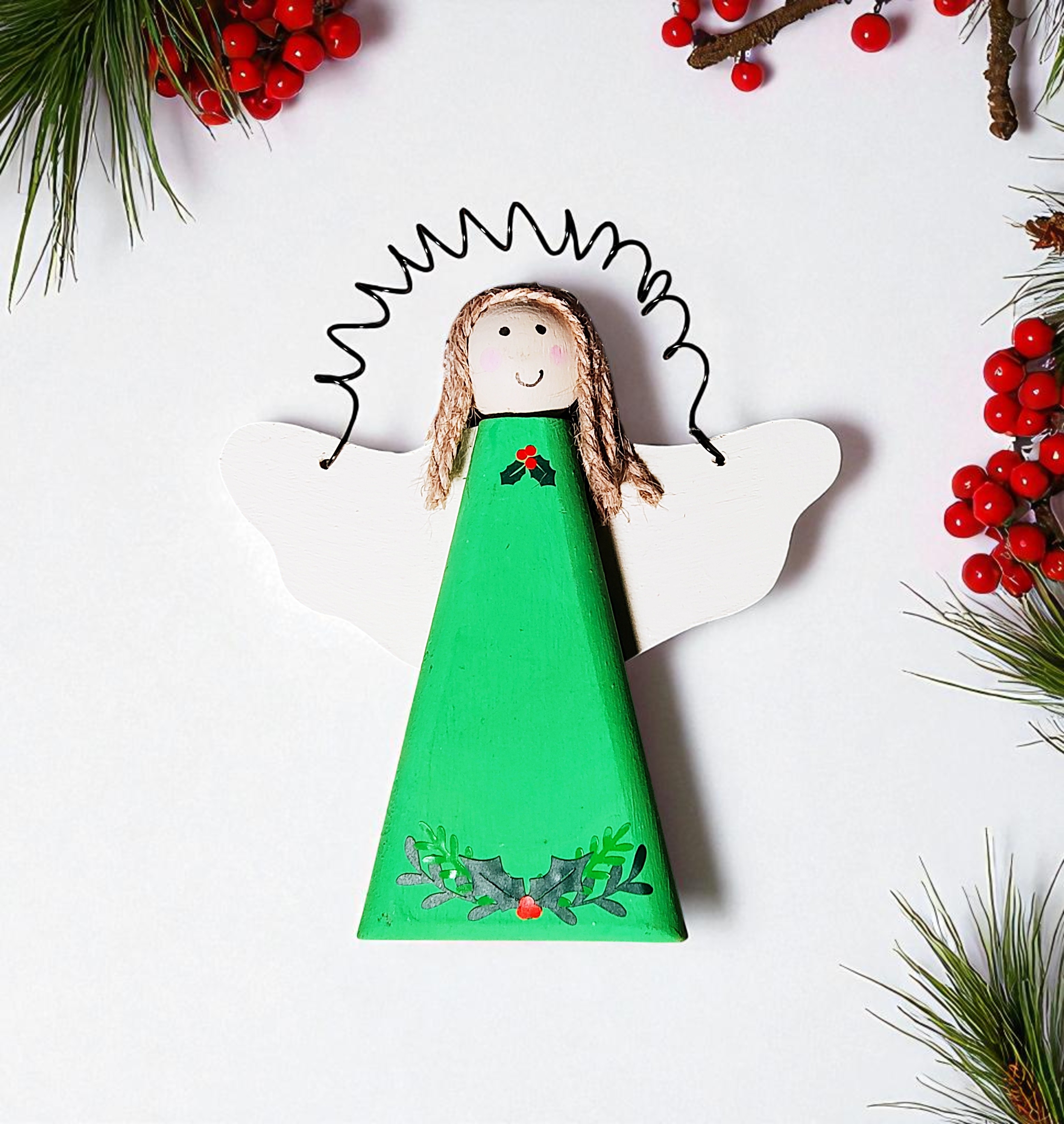 Holiday Wooden Angel Ornament