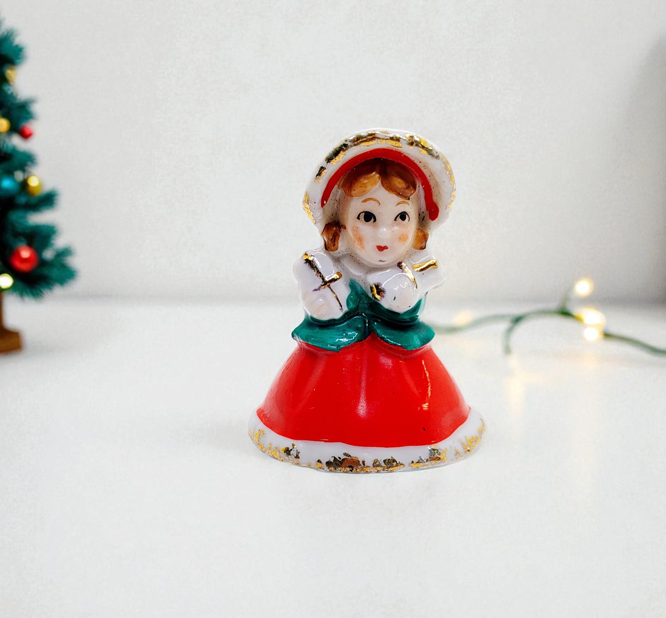 Vintage Miniature Victorian Girl Bell Ornament