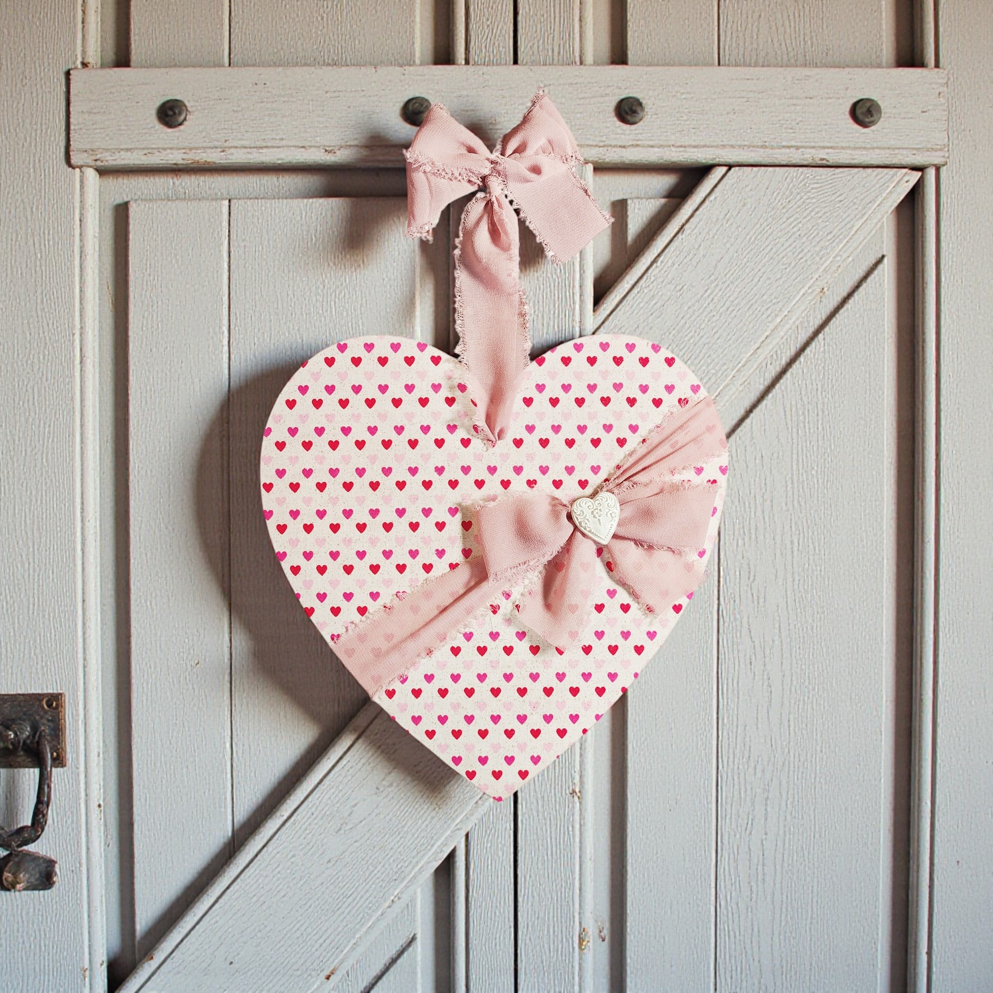 Shabby Chic Valentine Heart Door Hanger Sign