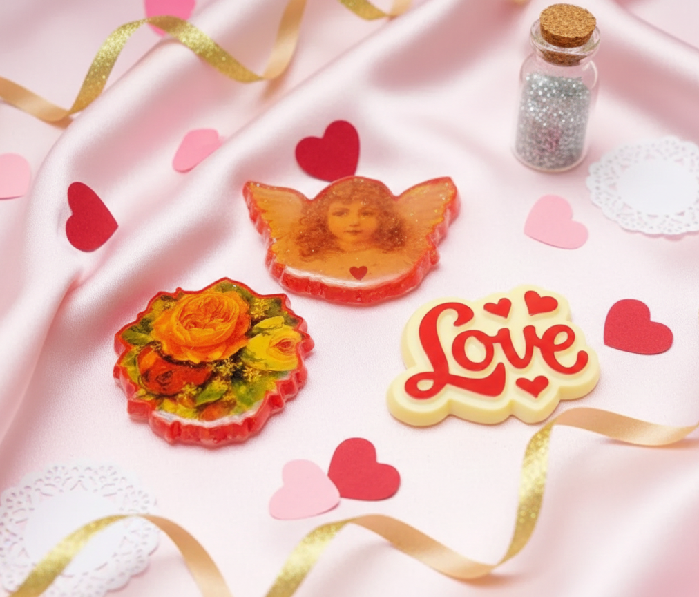 1989 Hallmark Valentine's Day Cupid, Flowers, Love Pin Lot 