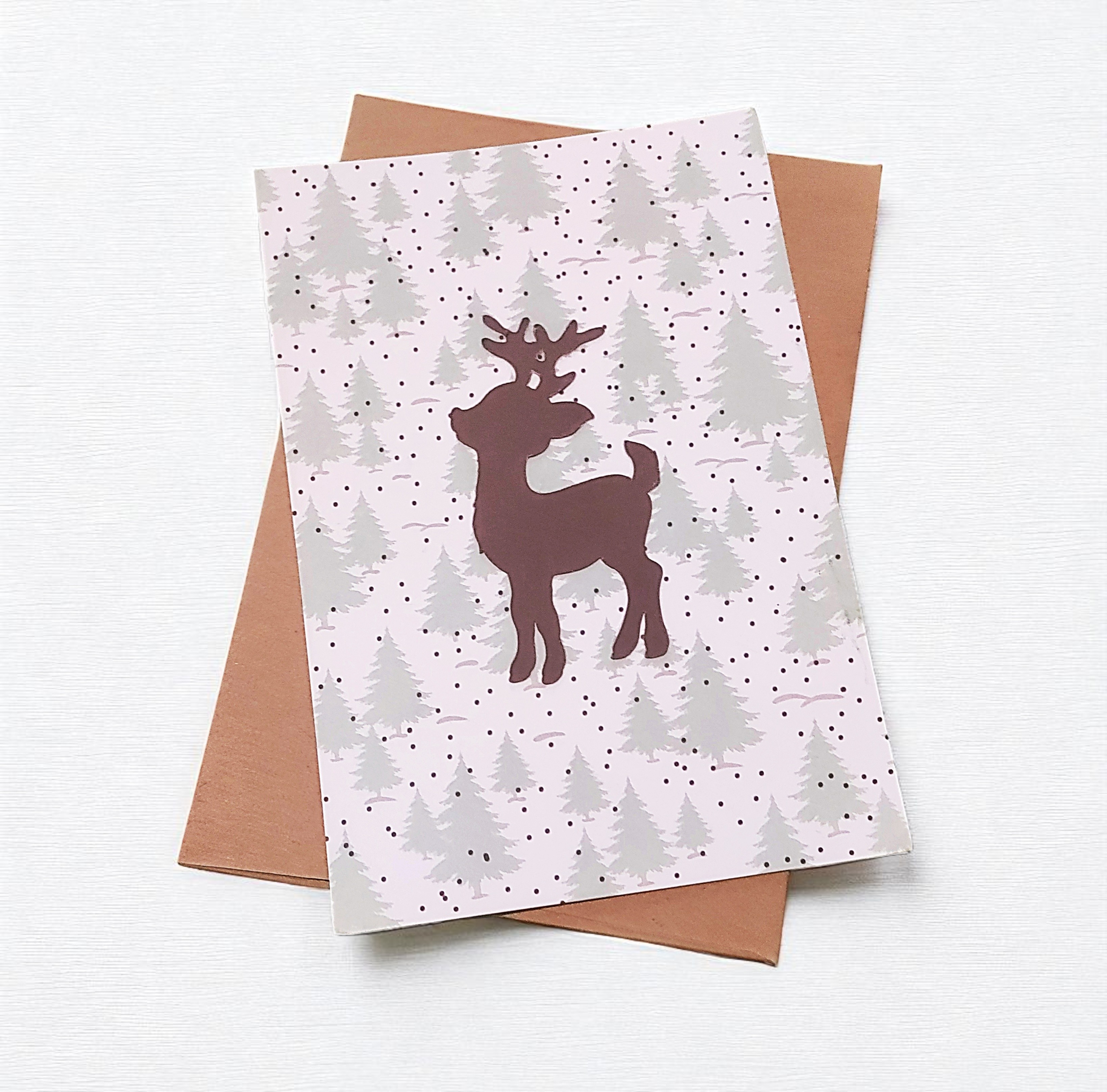 Festive Reindeer Christmas Greeting Card - Set of 8