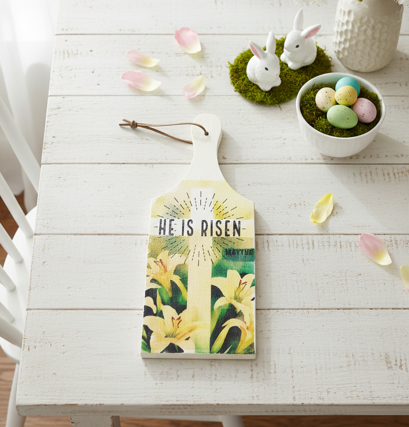 Christian He Is Risen Small Cutting Board Sign