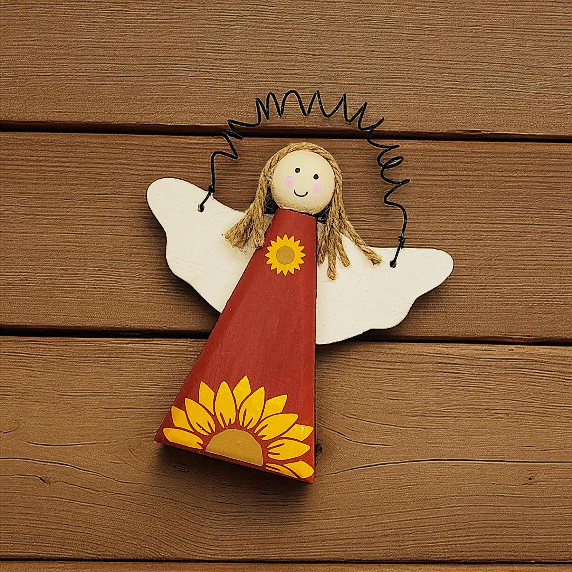 Fall Wooden Angel Ornament