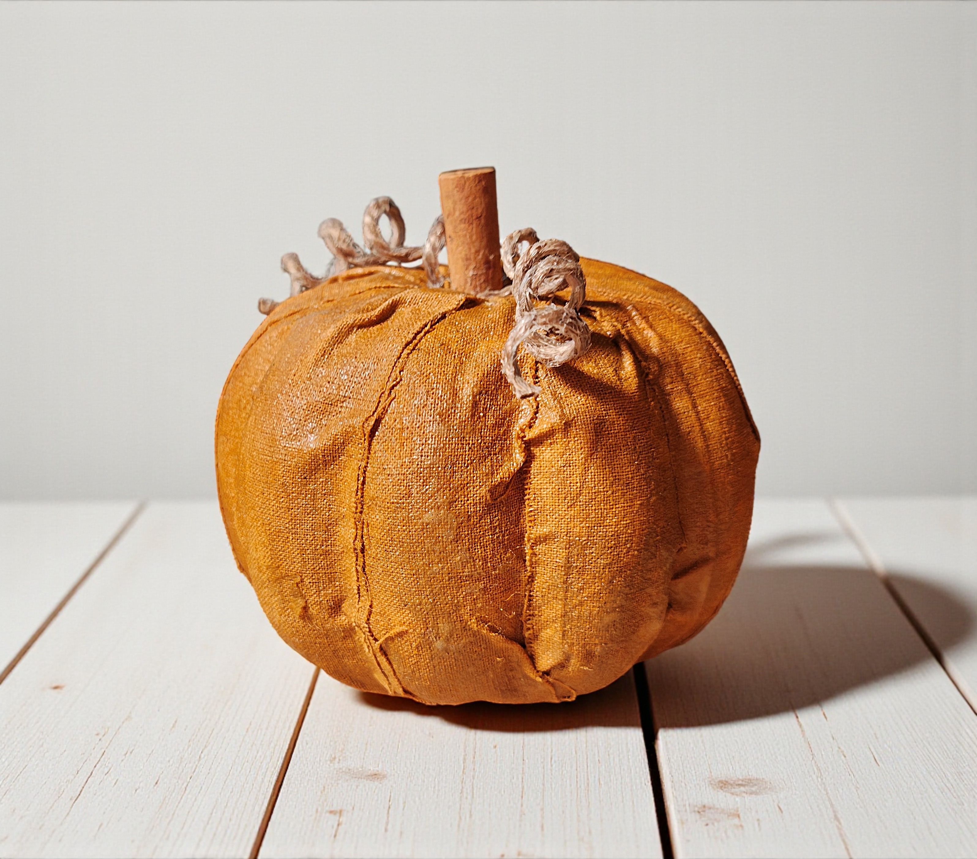 Small Rustic Harvest Fabric Pumpkin Decoration