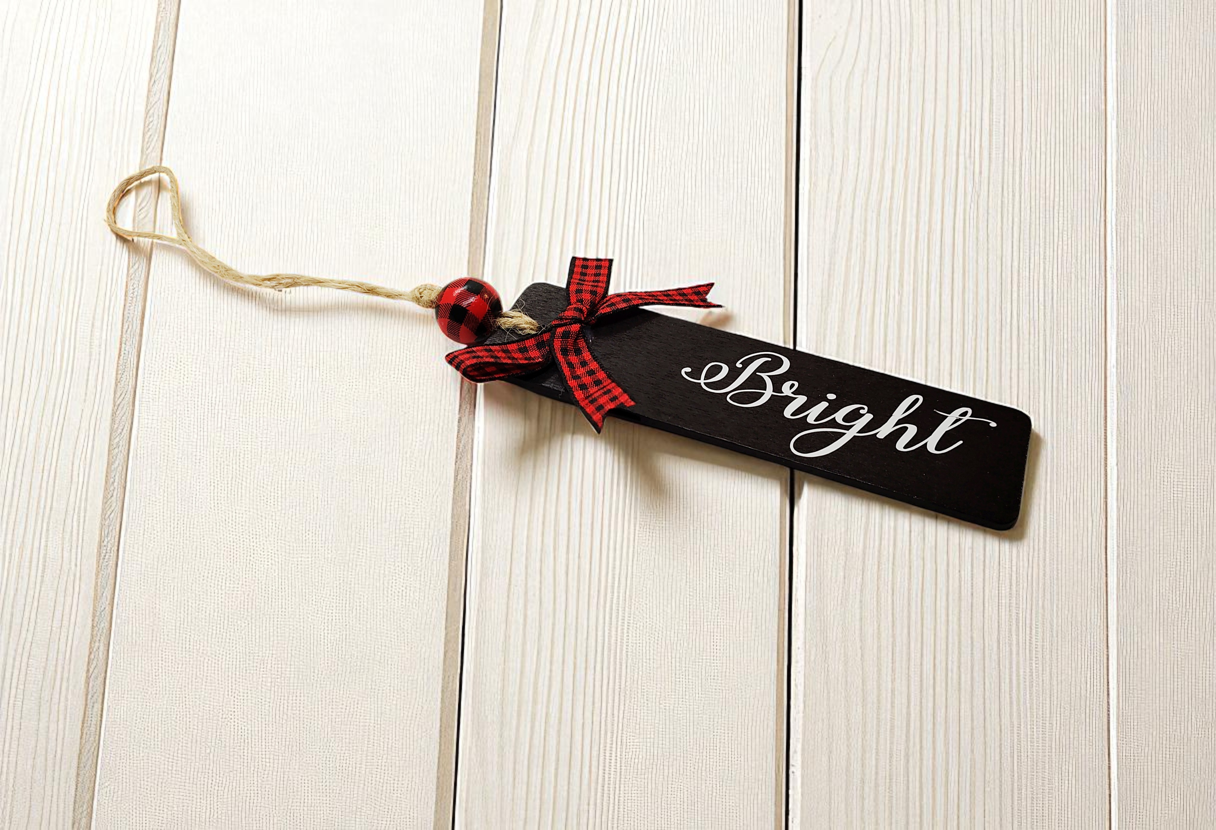 Black and Red Plaid Bright Wooden Door Hanger 