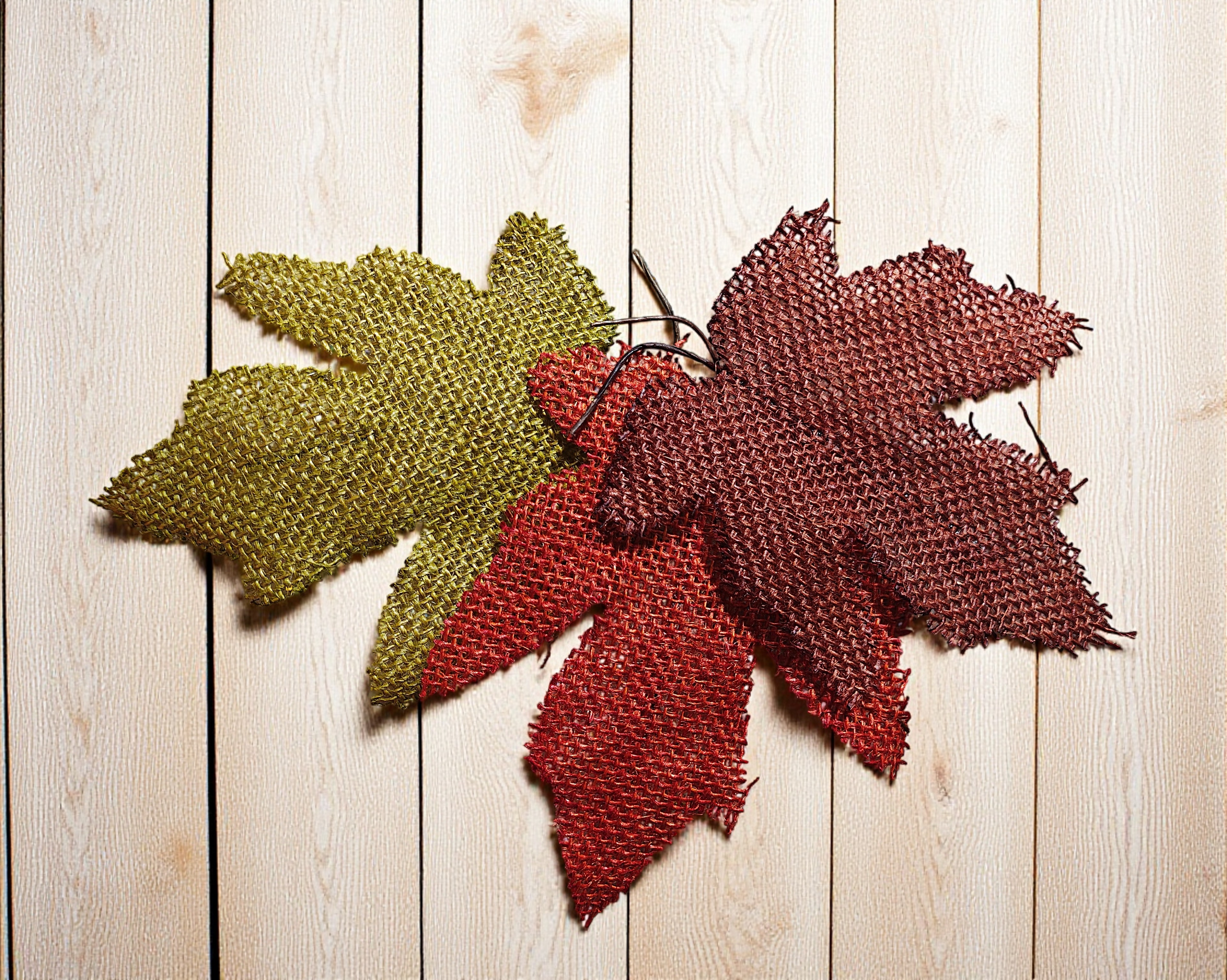 Large Rustic Burlap Maple Leaves - 15 pcs
