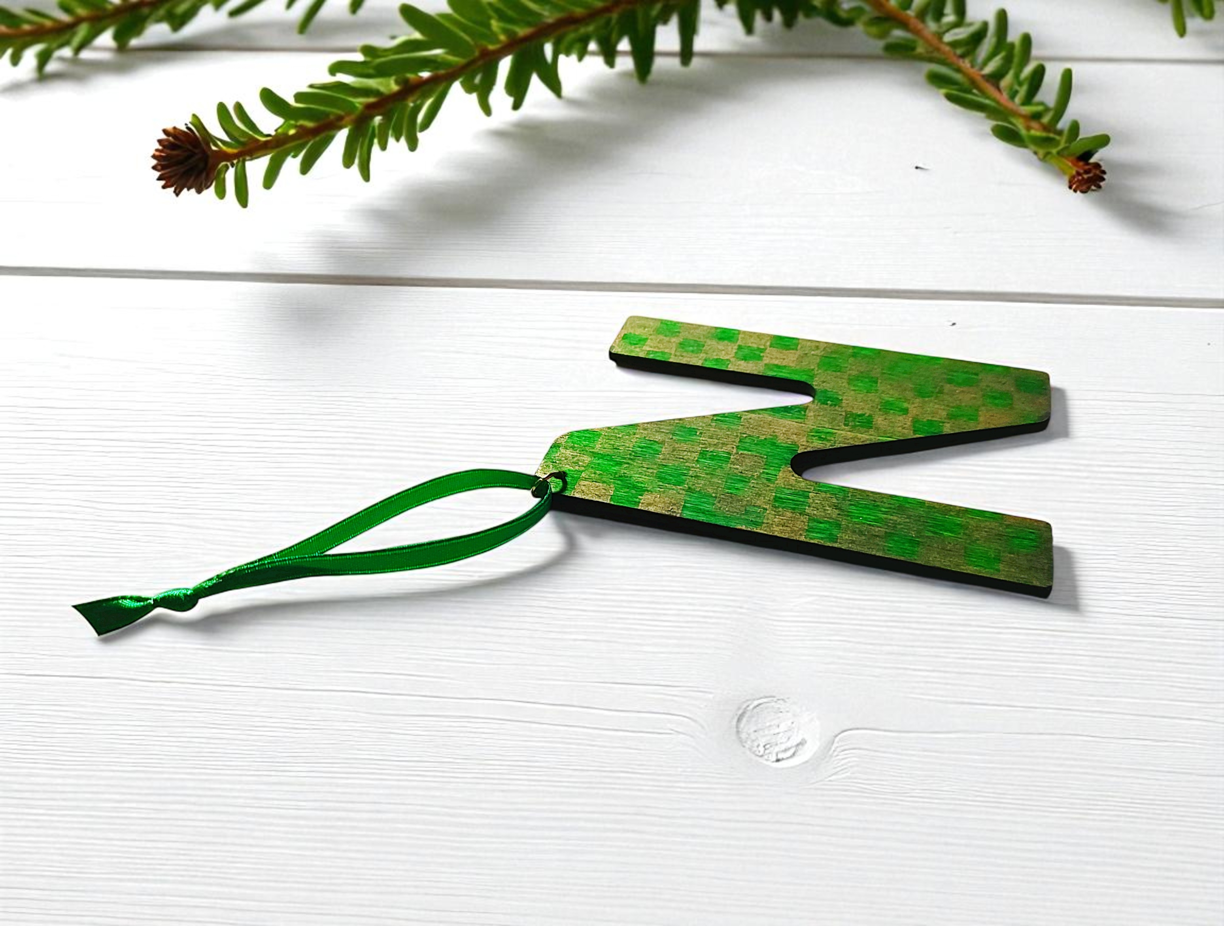 Personalized Wooden Letter Initial N Ornament