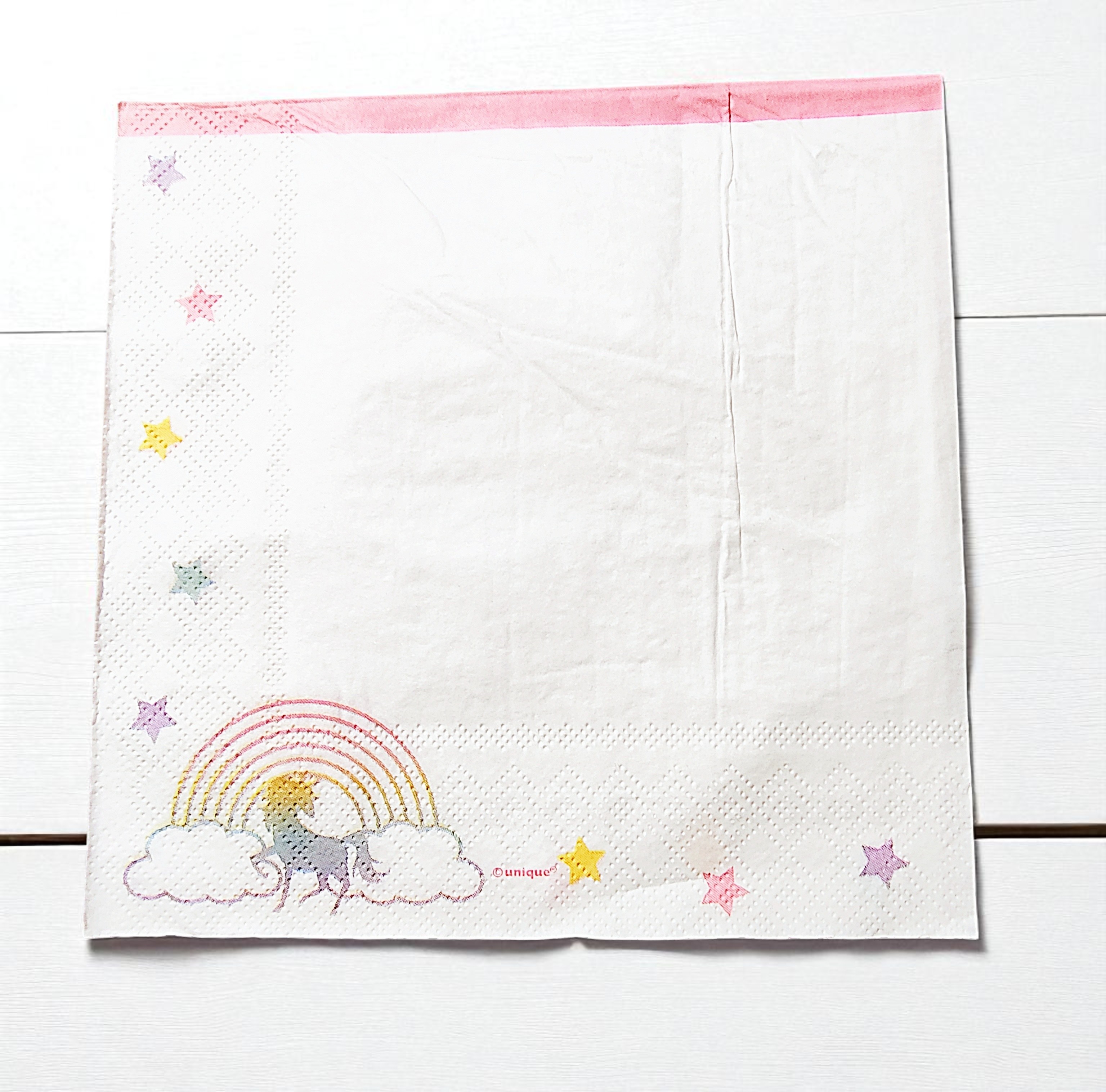 Gold Foil Unicorn and Rainbow Napkins for Decoupage 6 pc
