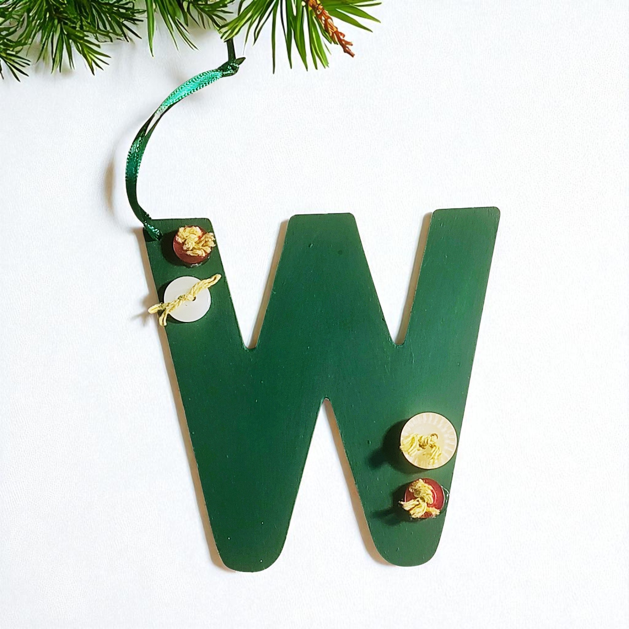 Personalized Wooden Letter Initial W Ornament
