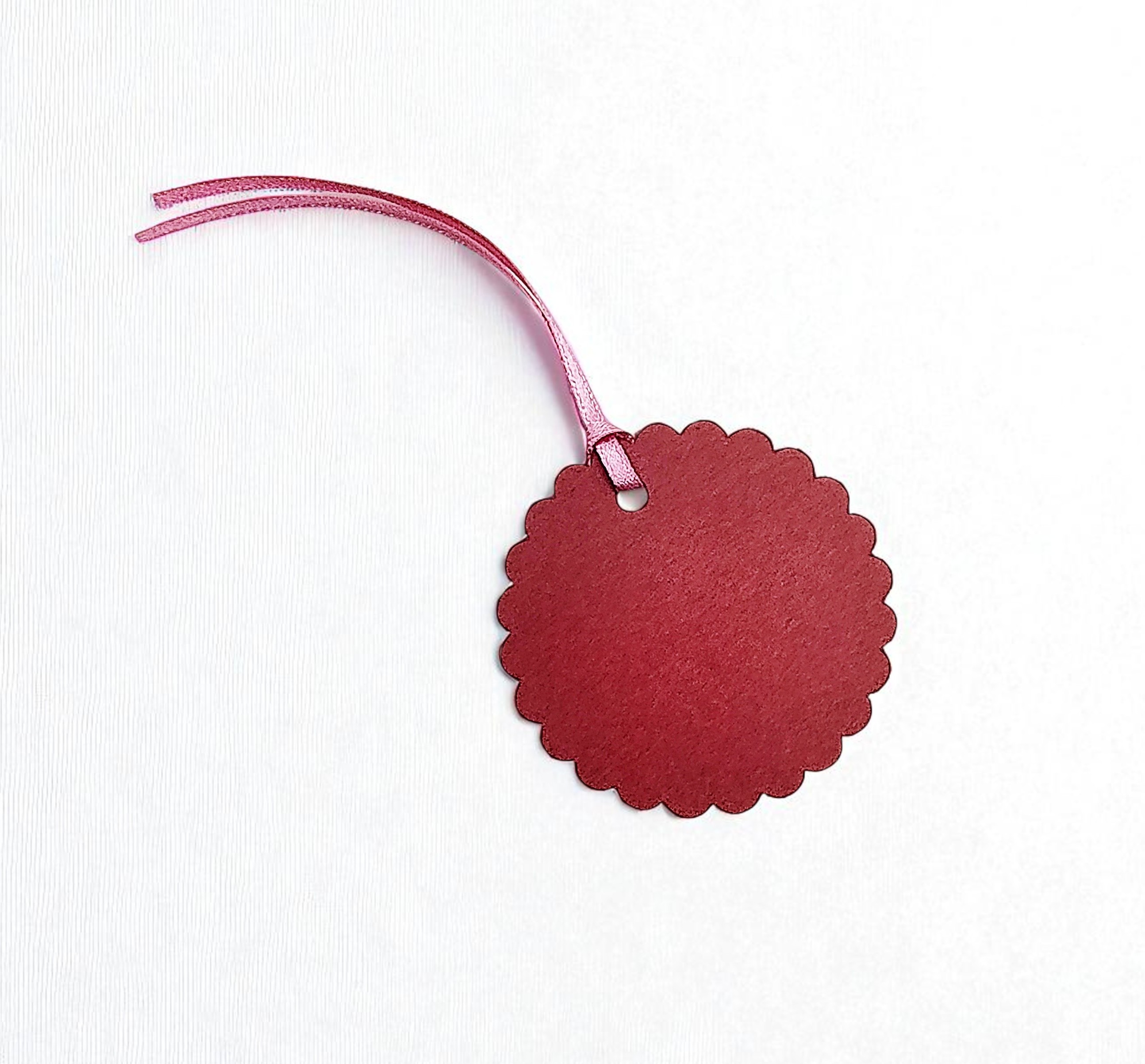 Whimsical Pink Christmas Gift Tags with Ribbon - Set of 8