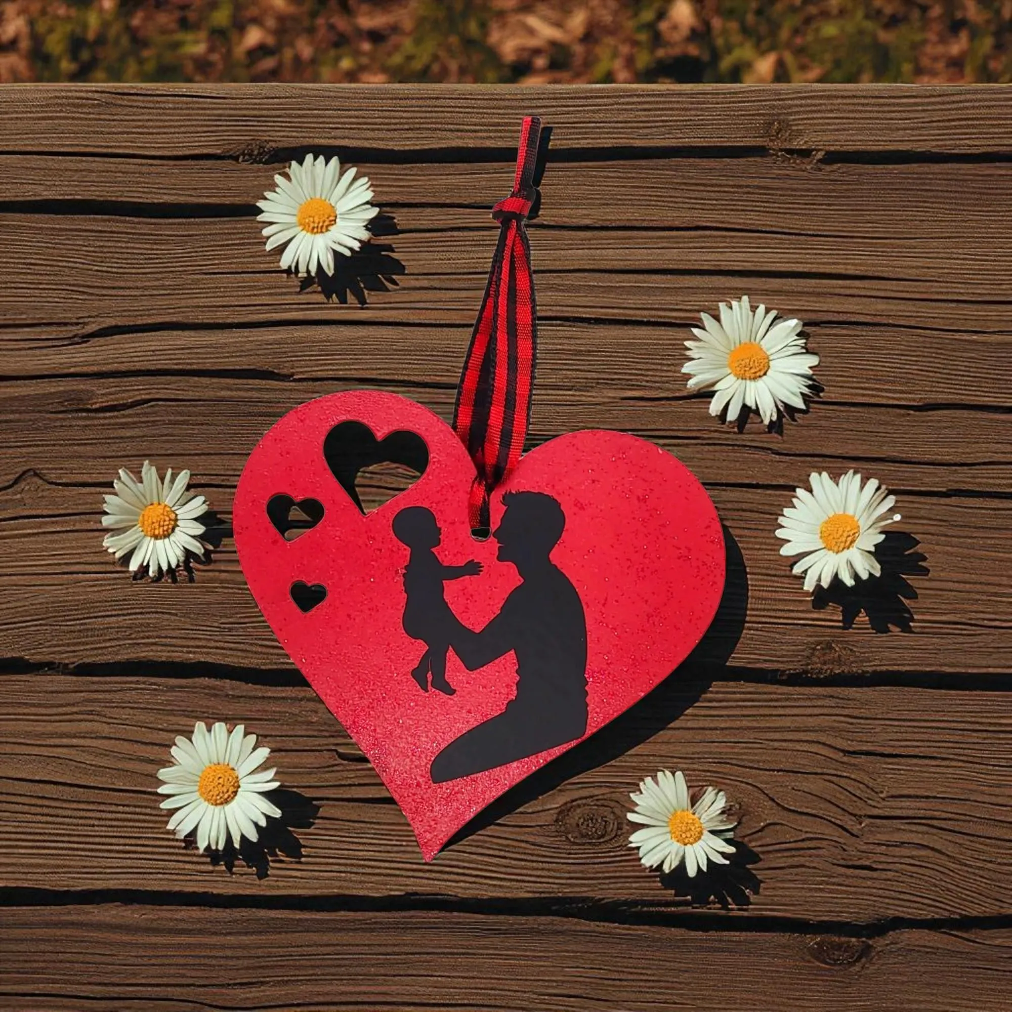 Daddy & Baby Child, Be Mine Heart Shaped Hanging Accent Ornament 