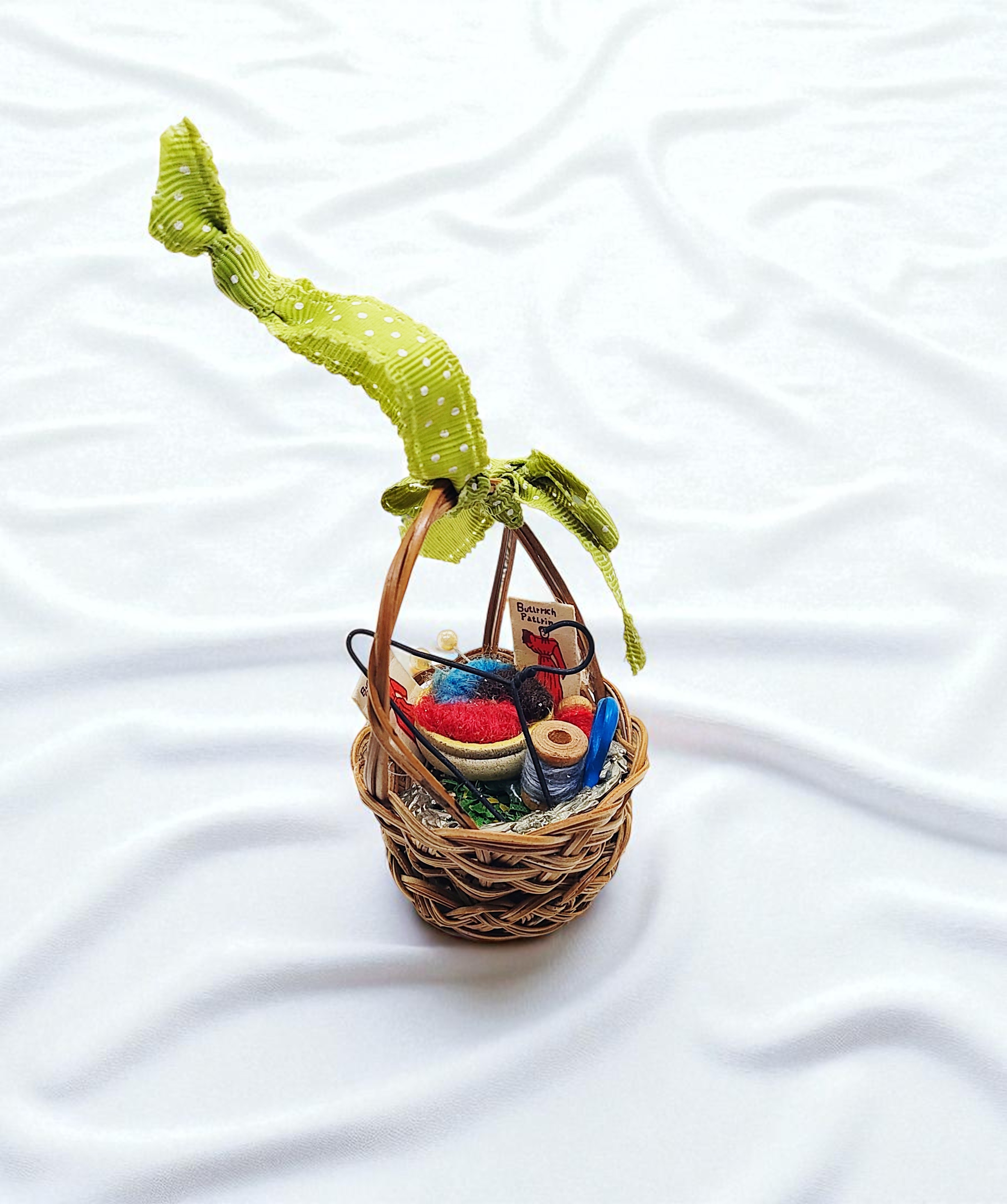 Mini Craft Supply Wicker Basket Ornament