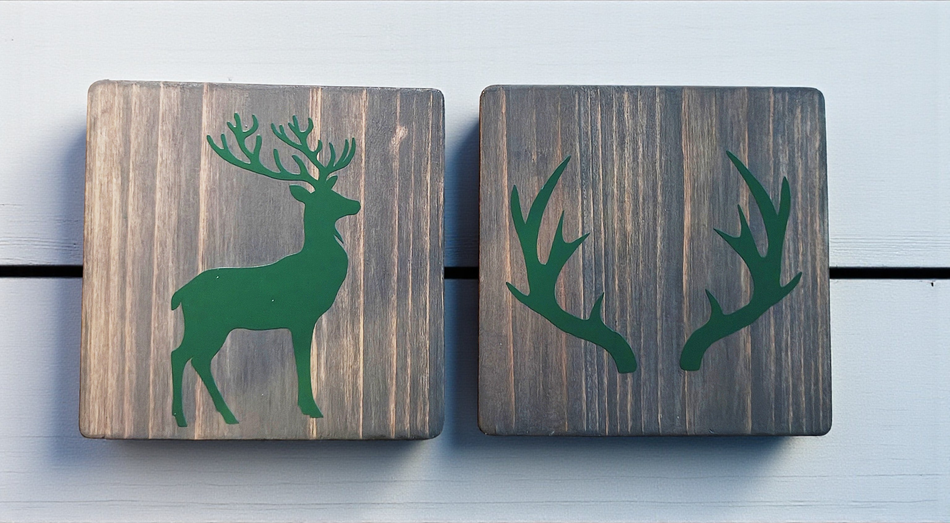 Rustic Deer & Antler Coaster Set - Set of 4