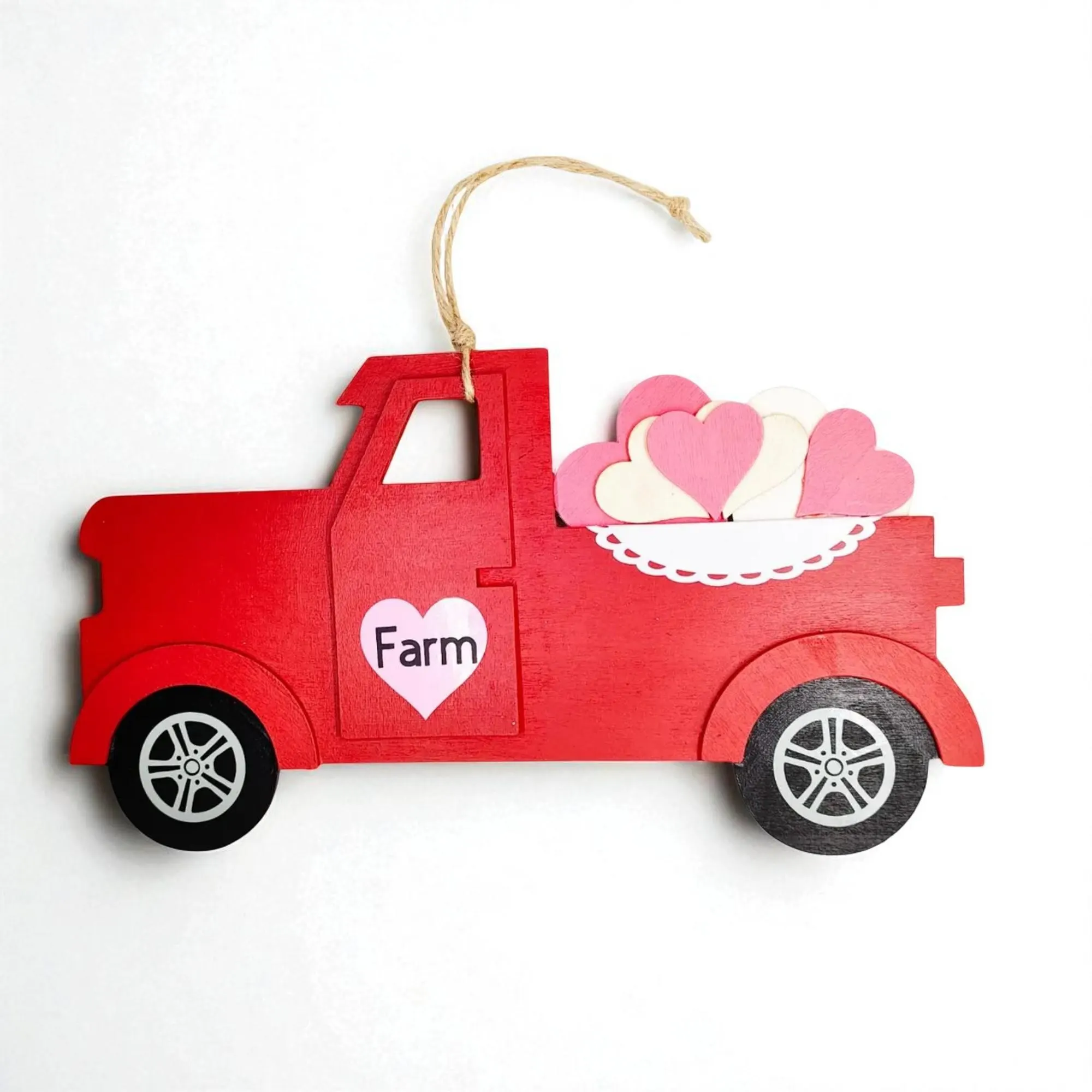 Handmade Wooden Heart Farm Truck Door Hanging Sign 