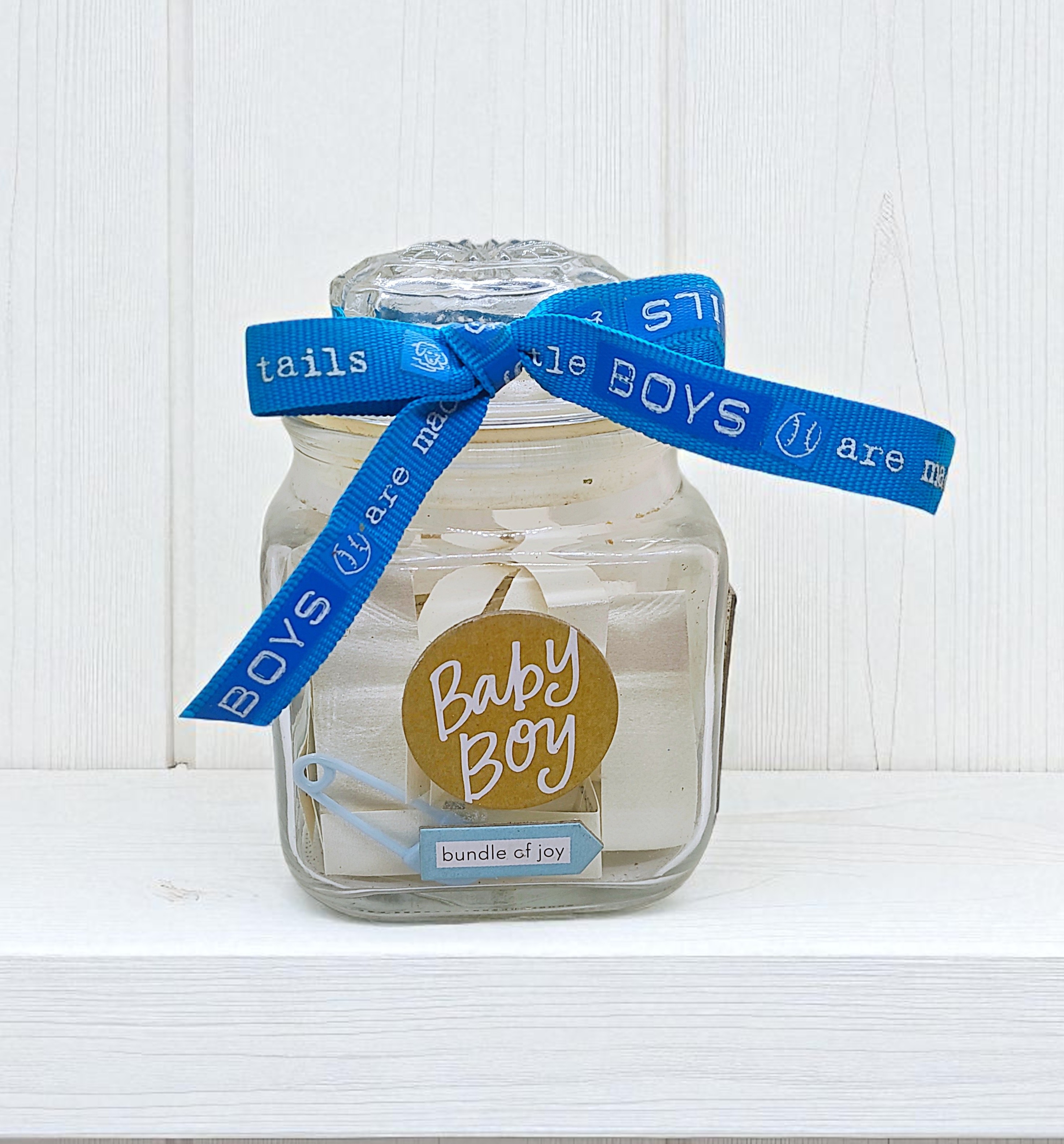 Glass Baby Boy Blessings Jar