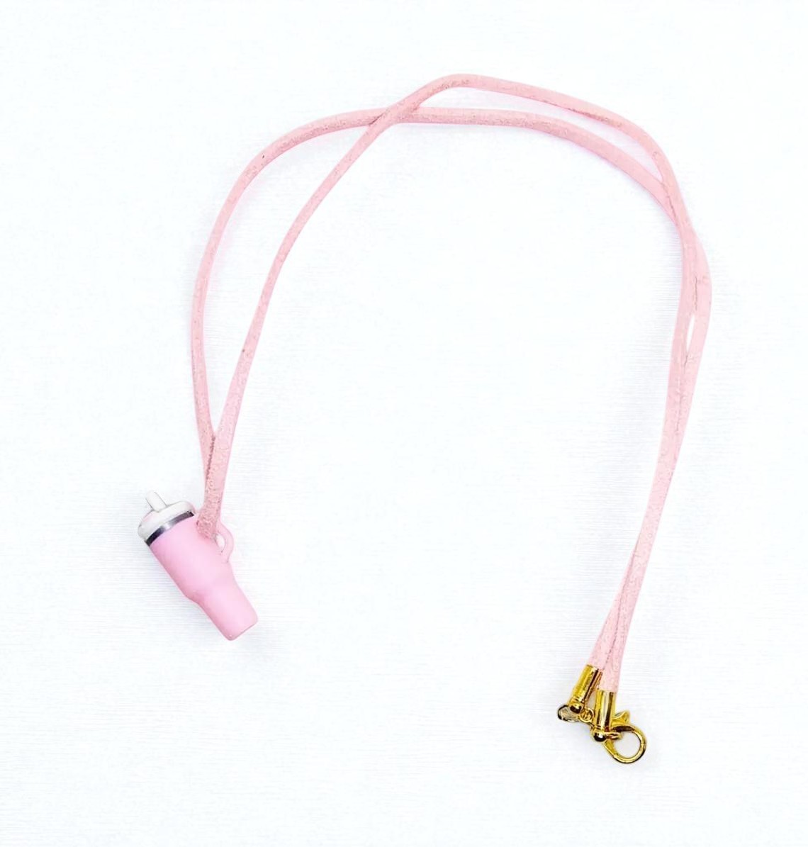 Mini Pink Tumbler Charm Suede Cord Necklace