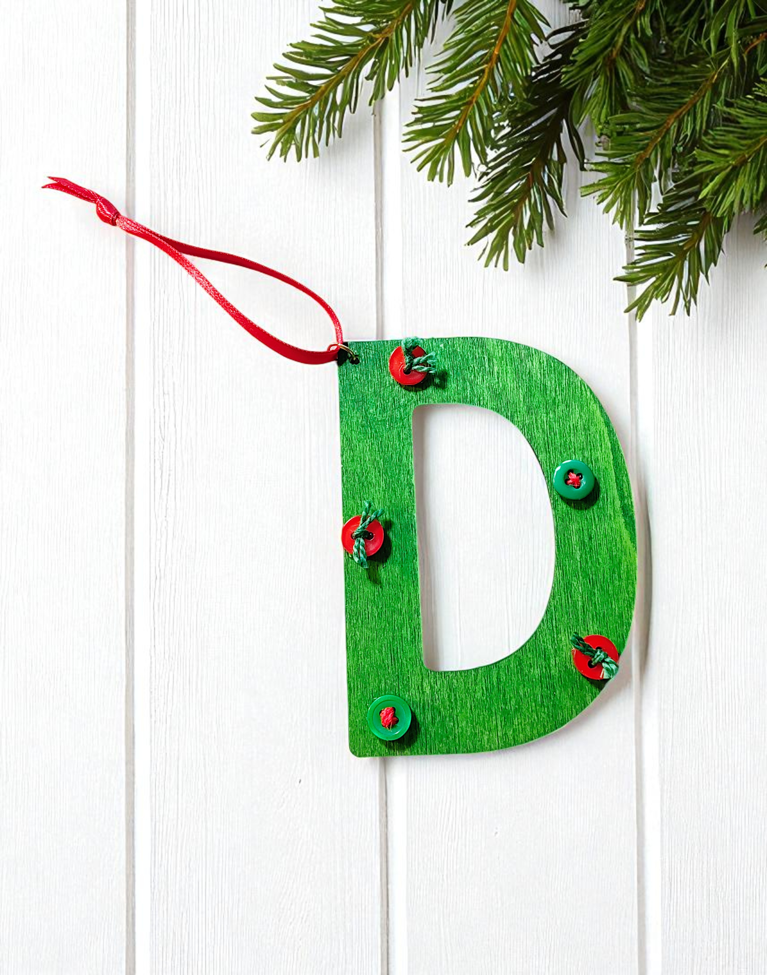 Personalized Wooden Letter Initial D Ornament