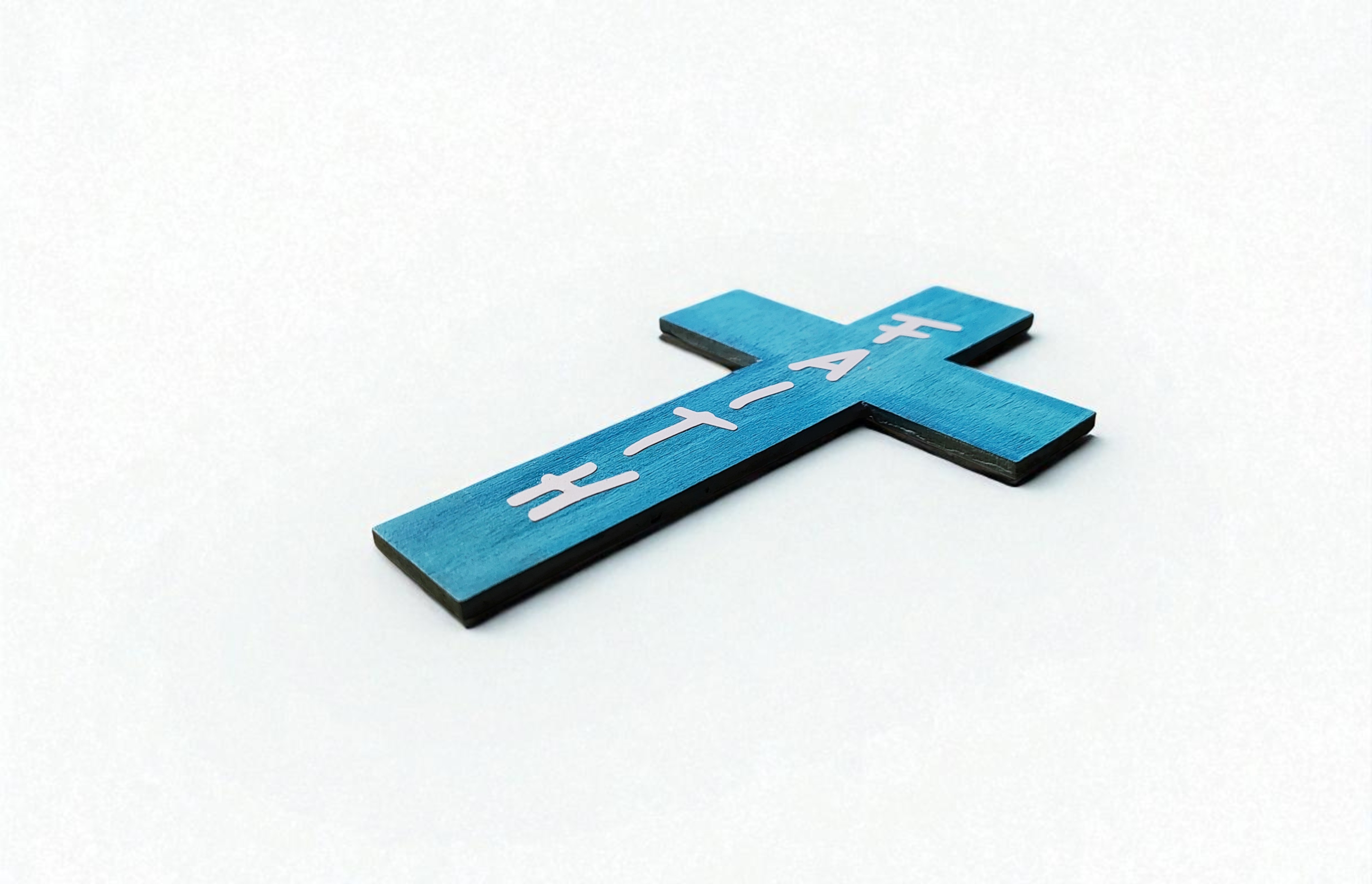 Wooden Faded Blue Faith Cross Magnet