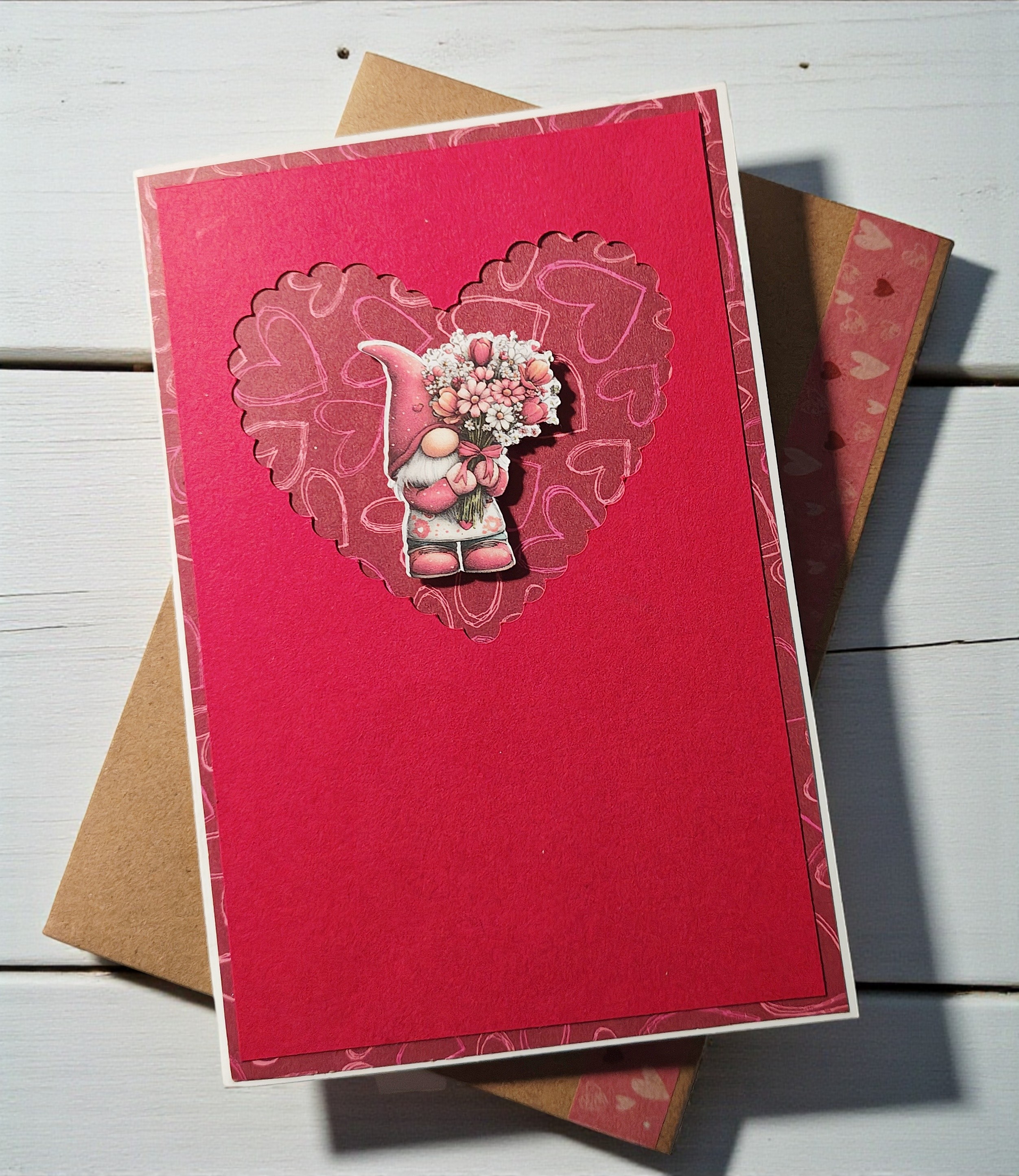 Cute Red Gnome Valentine Greeting Card