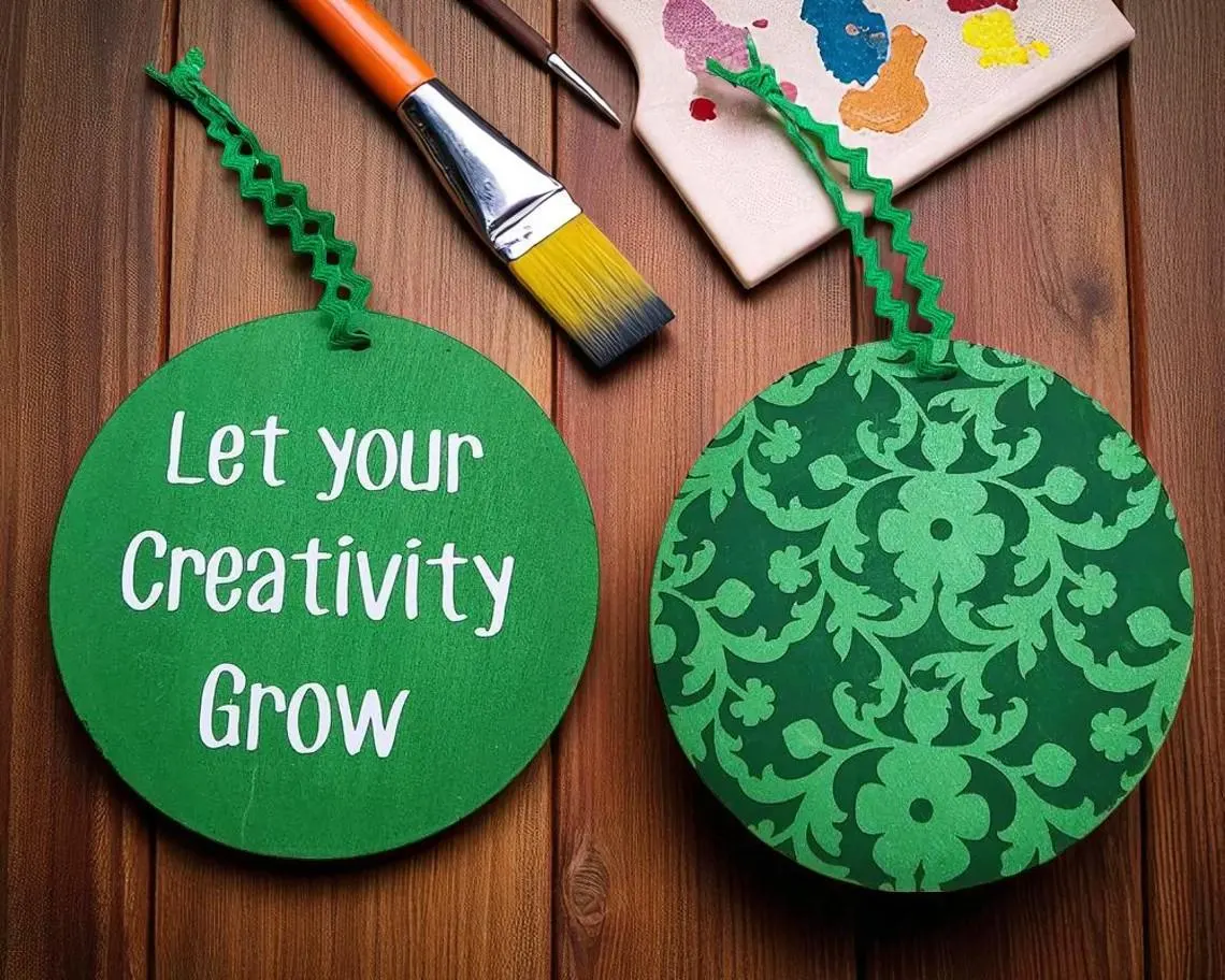Green Let Your Creativity Grow Inspirational Hanging Sign Ornament Decoration 