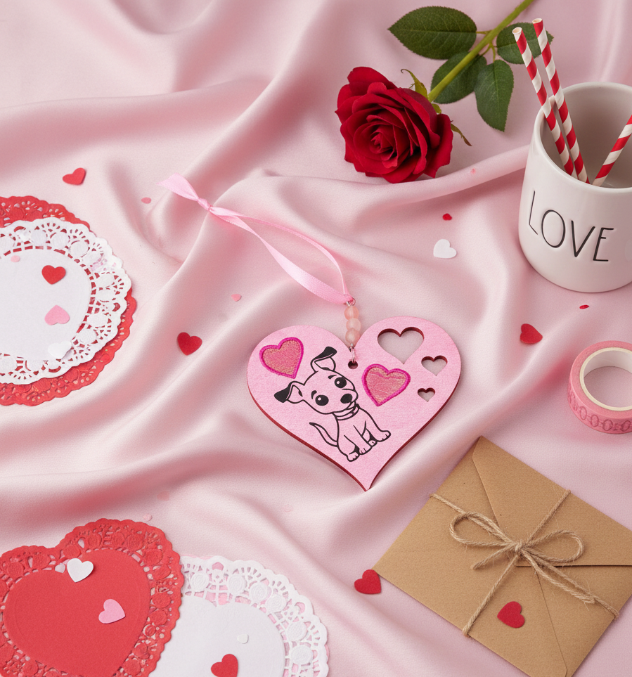 I Woof You Dog Heart Shaped Hanging Accent Ornament 