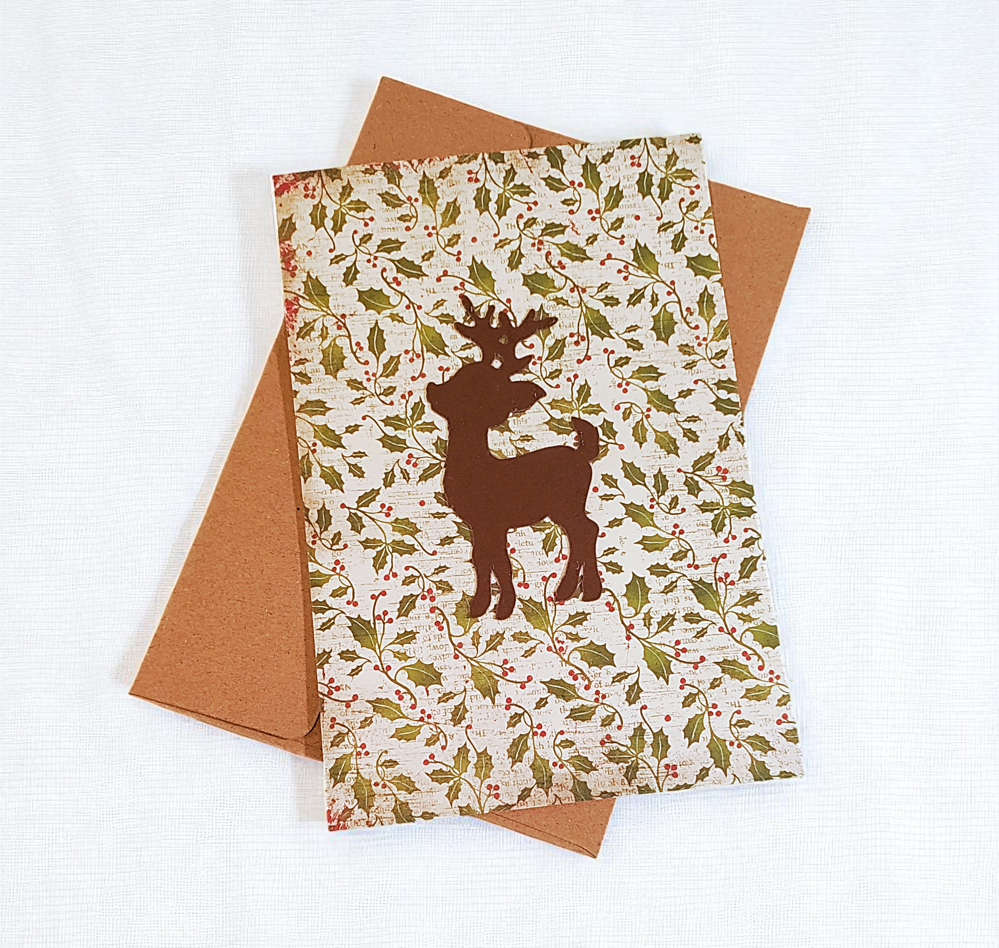 Festive Reindeer Christmas Greeting Card - Set of 10
